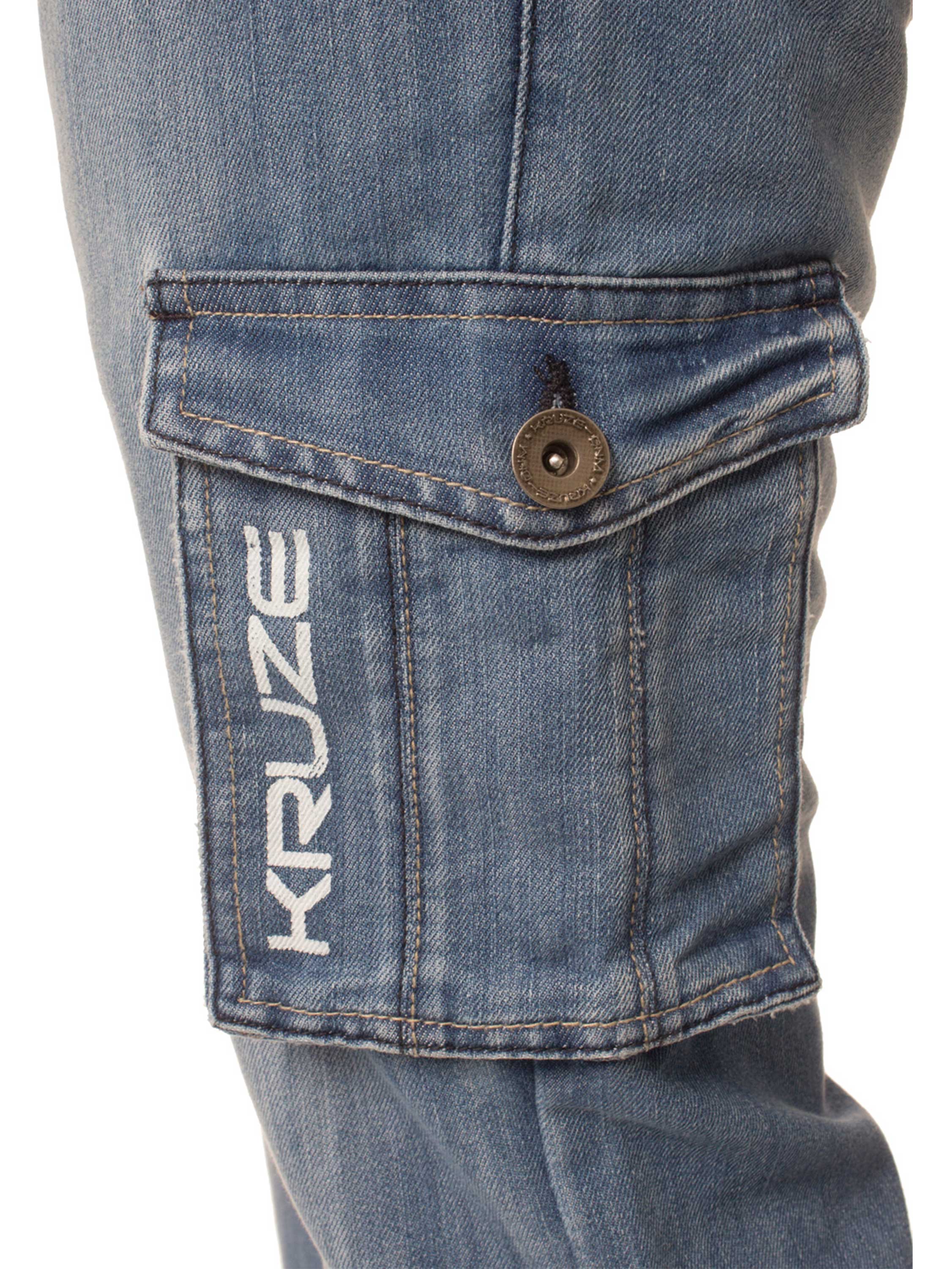 Kruze | Mens Cargo Combat Denim Jeans - Image 14