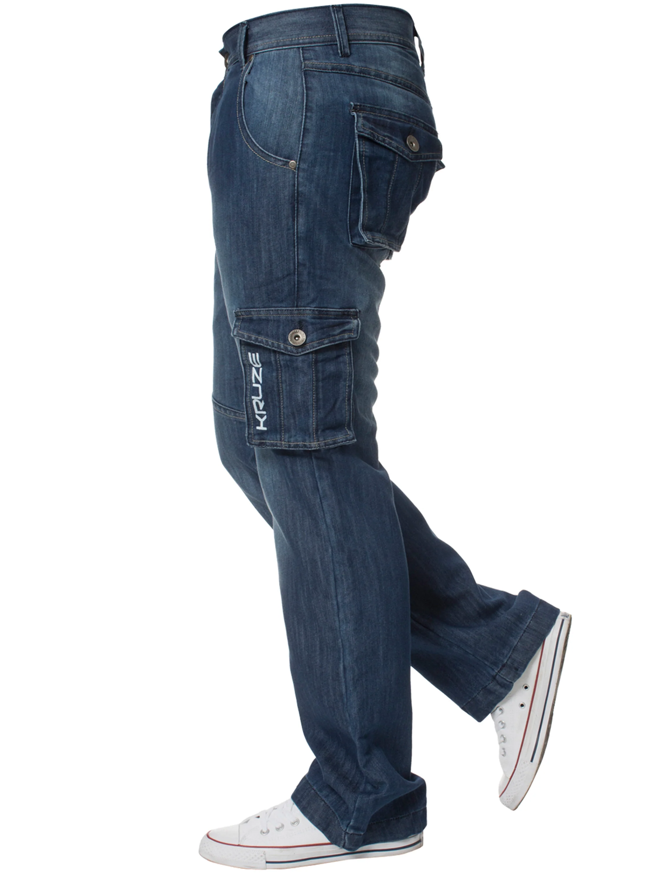 Kruze | Mens Cargo Combat Denim Jeans - Image 20