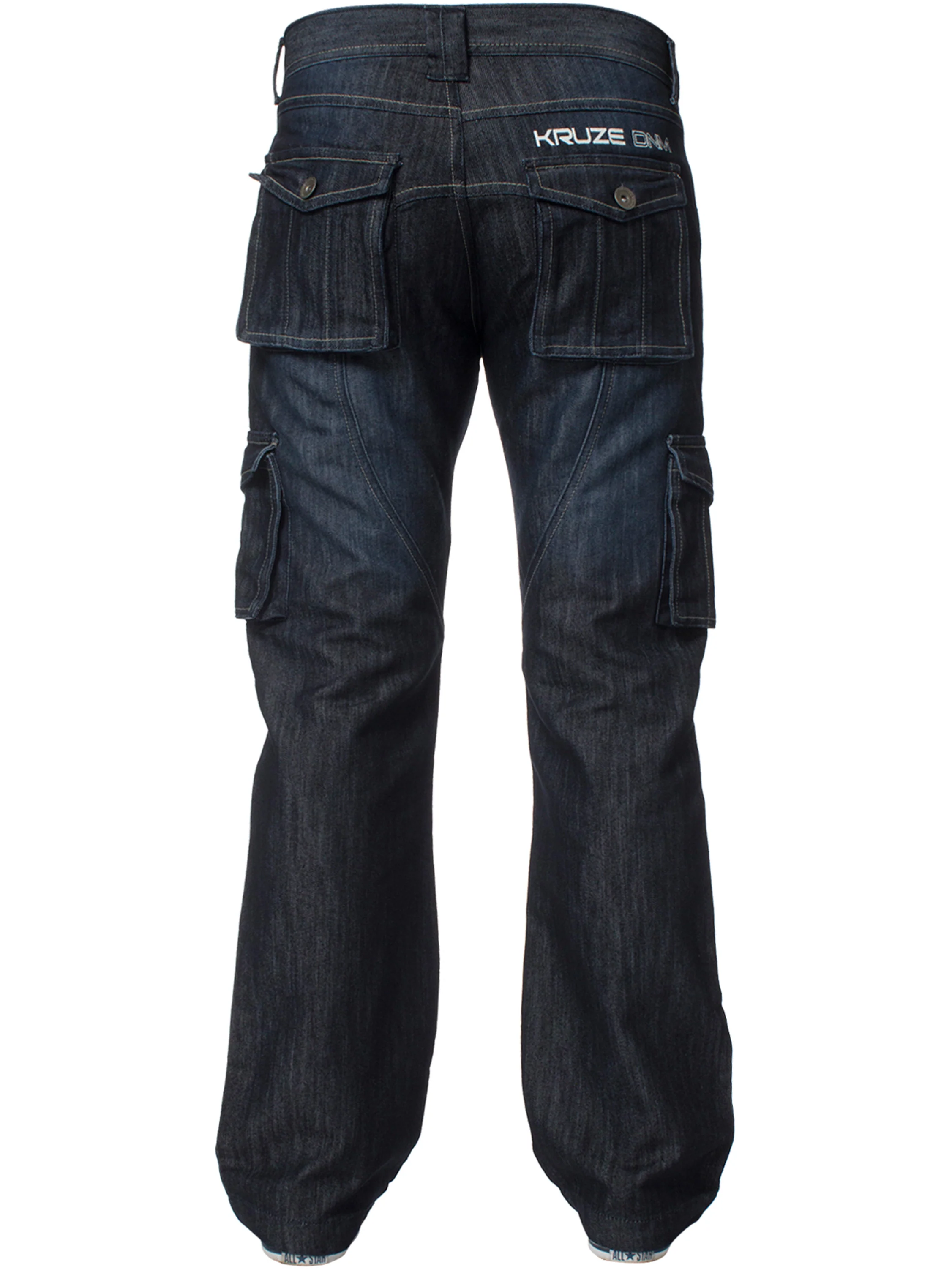 Kruze | Mens Cargo Combat Denim Jeans - Image 3