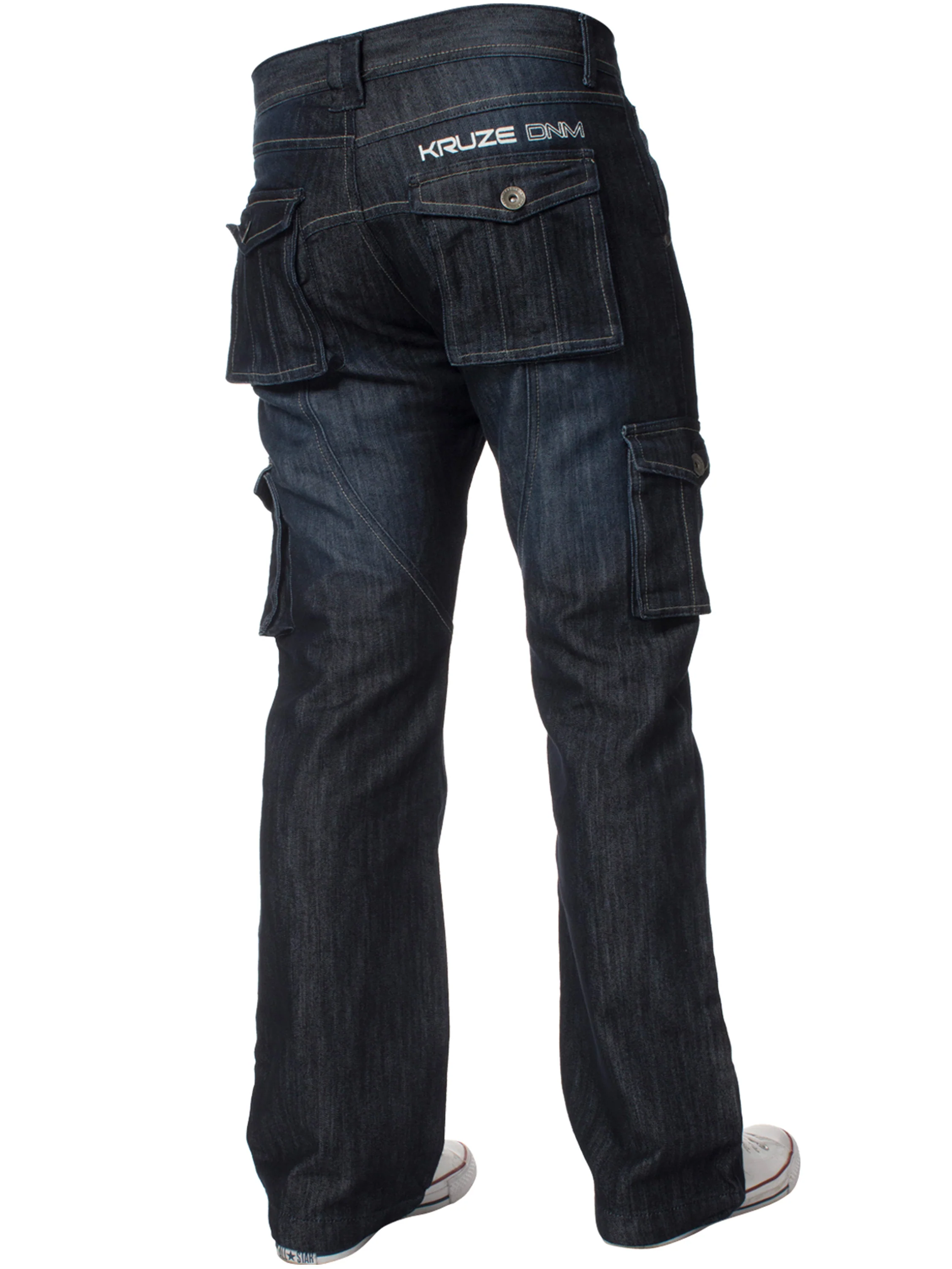 Kruze | Mens Cargo Combat Denim Jeans - Image 4
