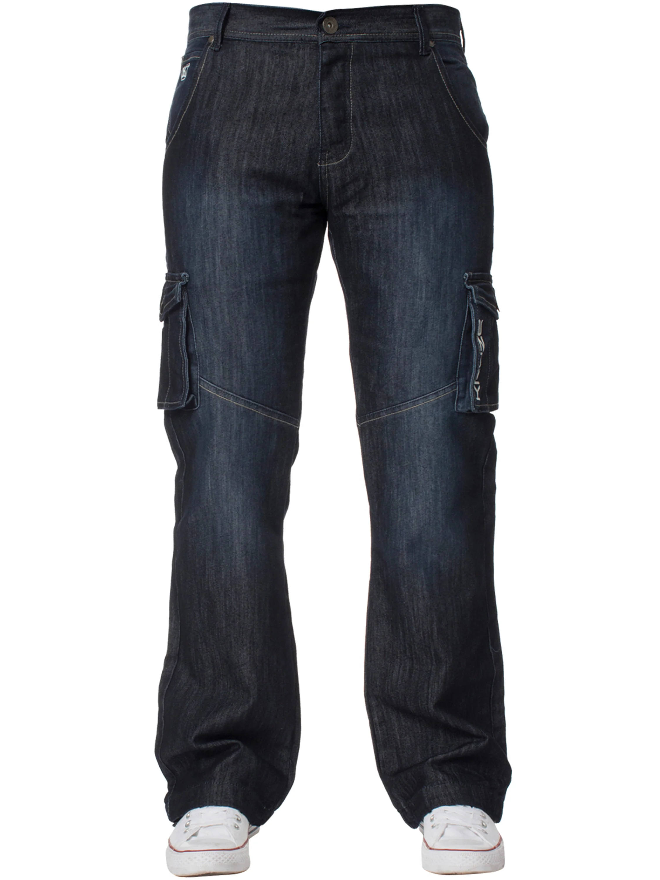 Kruze | Mens Cargo Combat Denim Jeans - Image 5