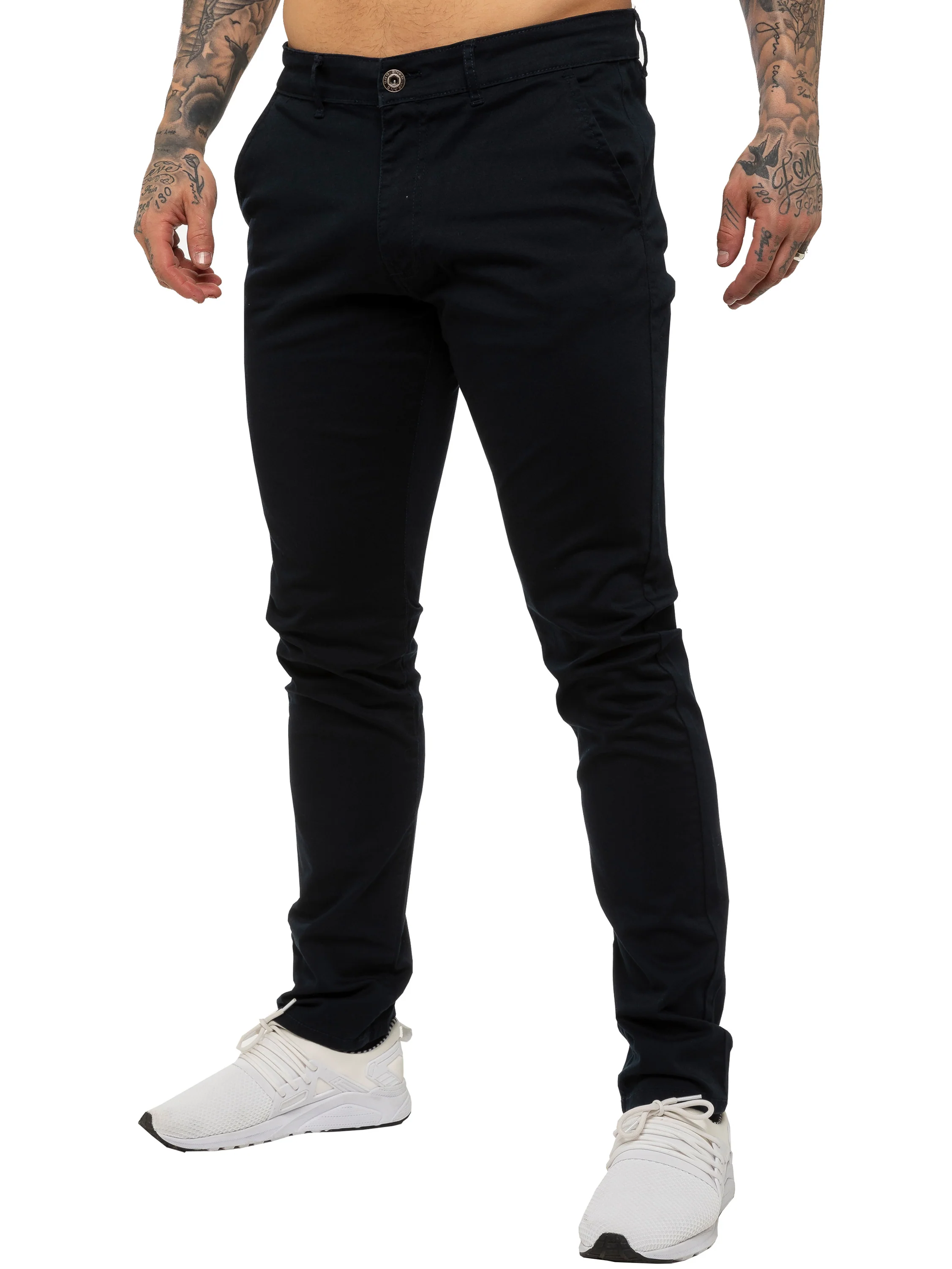 Enzo | Mens Slim Fit Stretch Chino Trousers - Image 11