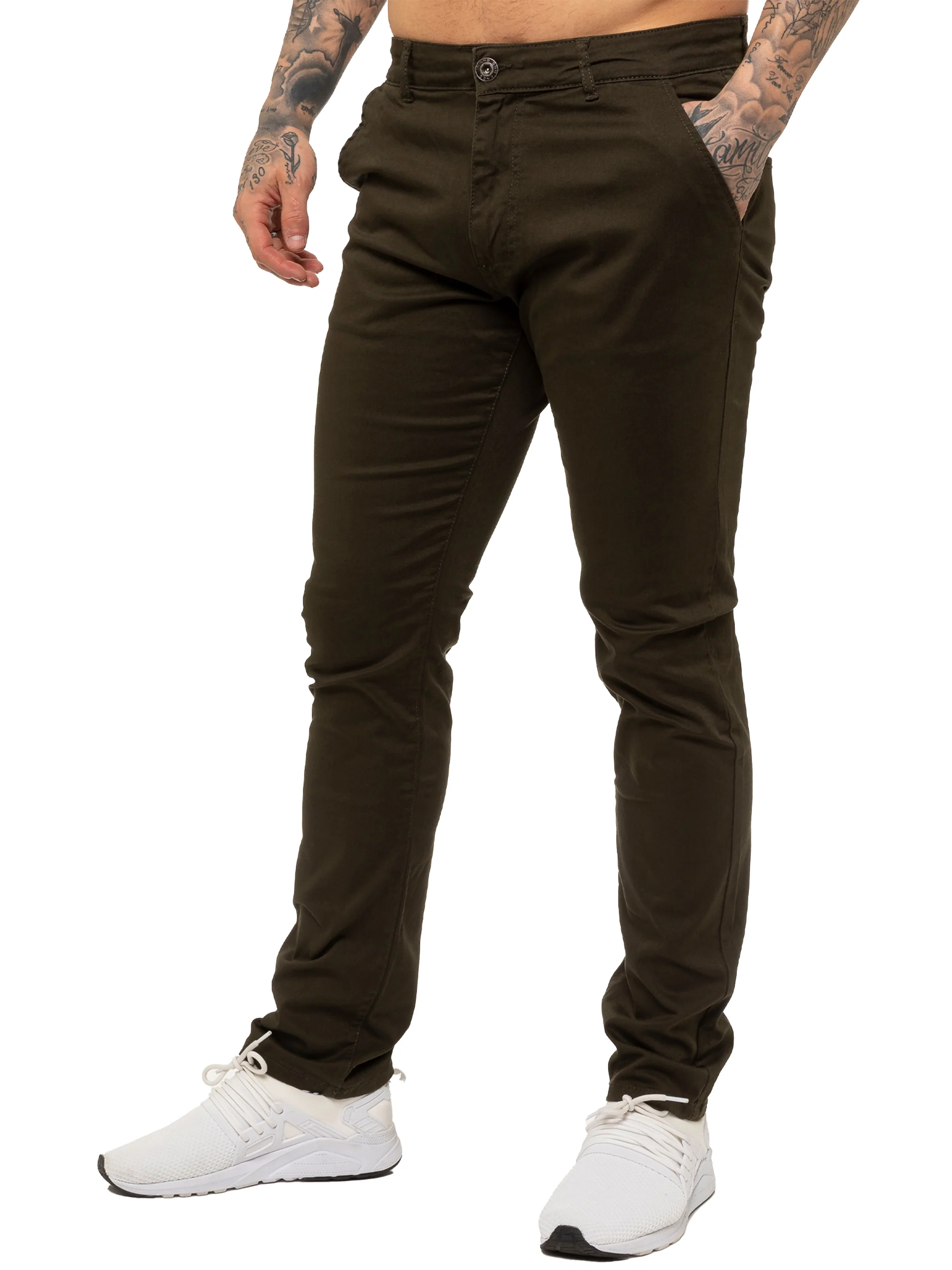 Enzo | Mens Slim Fit Stretch Chino Trousers - Image 5