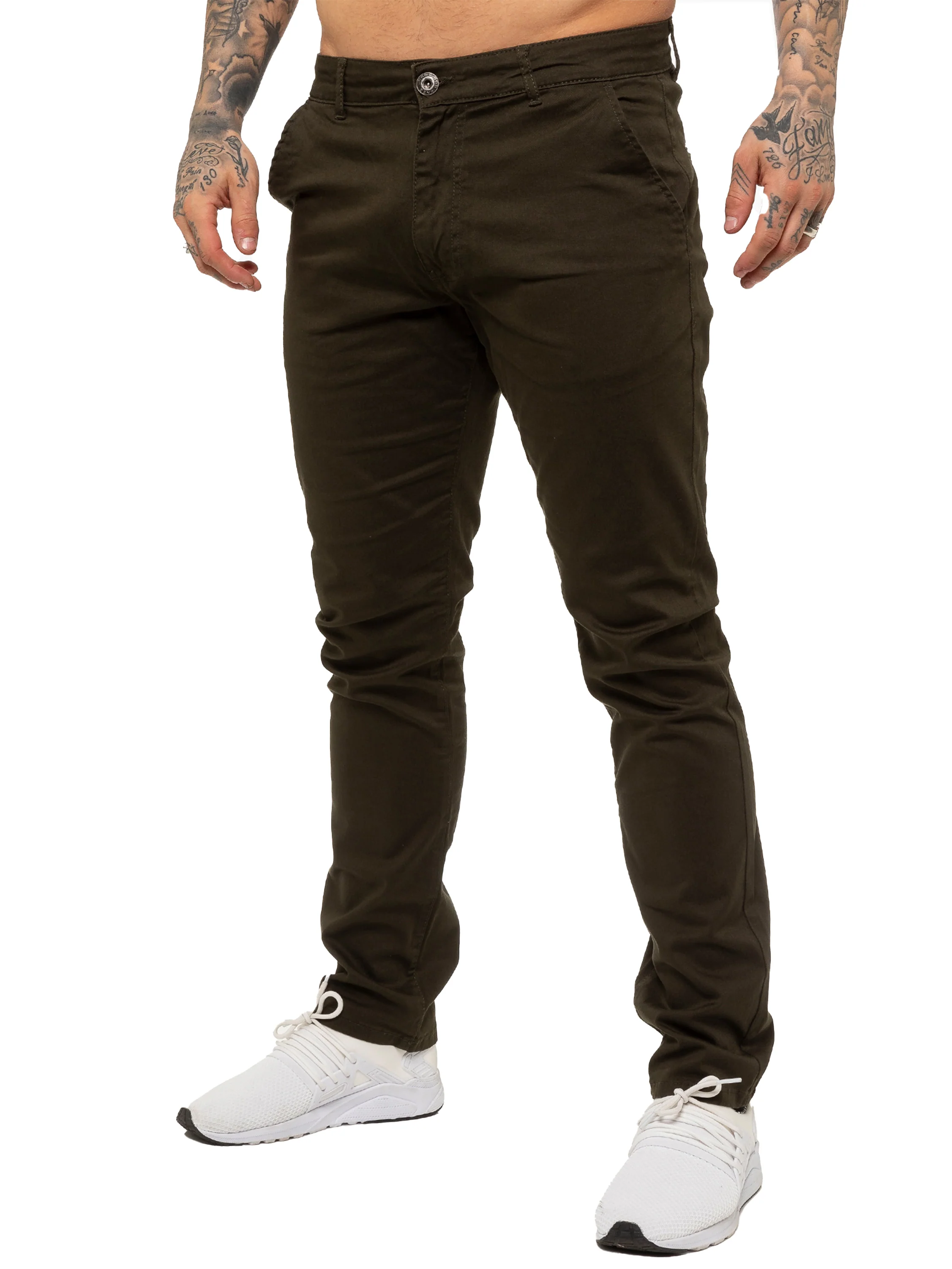 Enzo | Mens Slim Fit Stretch Chino Trousers - Image 9