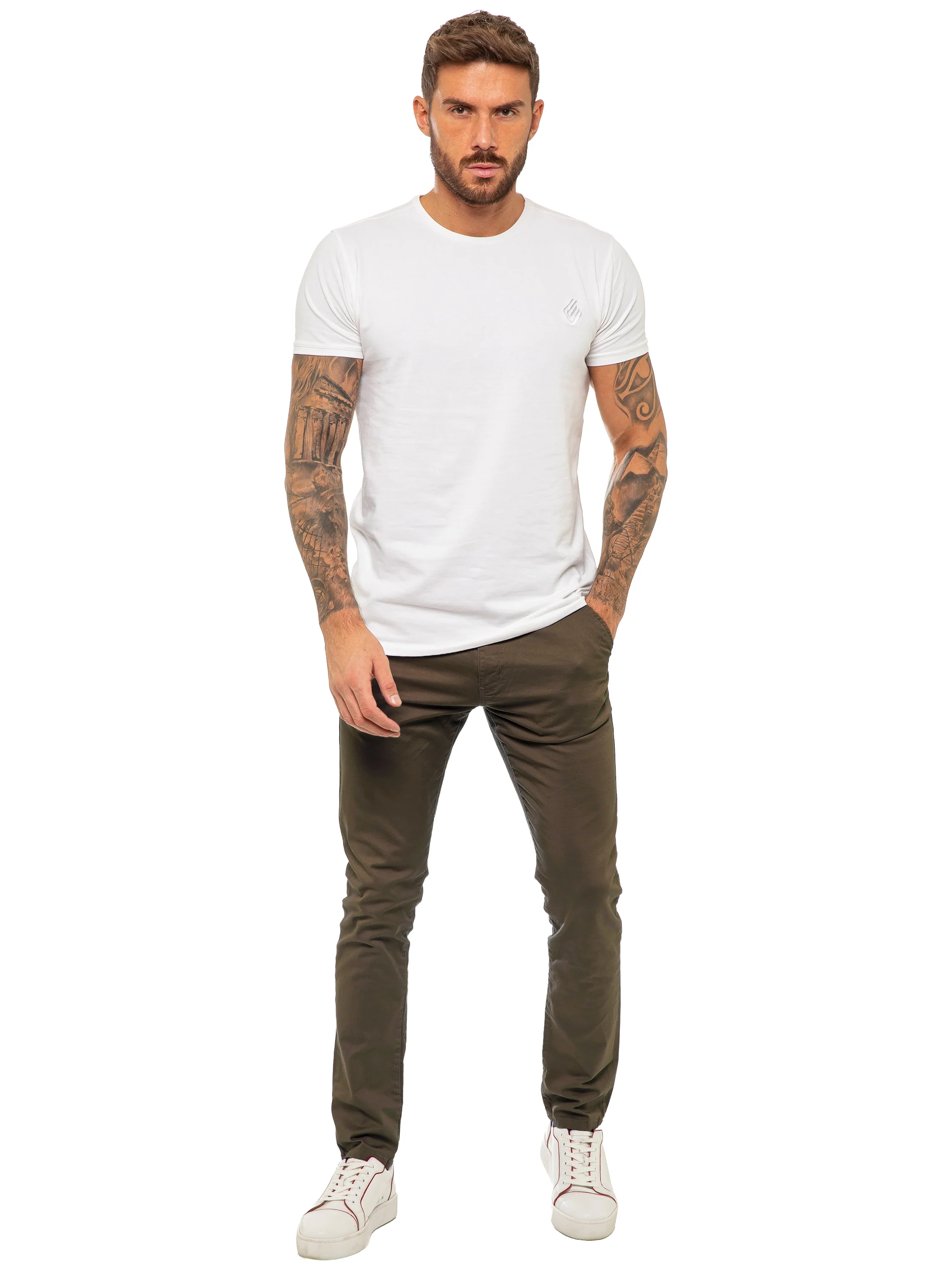 Enzo | Mens Slim Fit Stretch Chino Trousers - Image 11