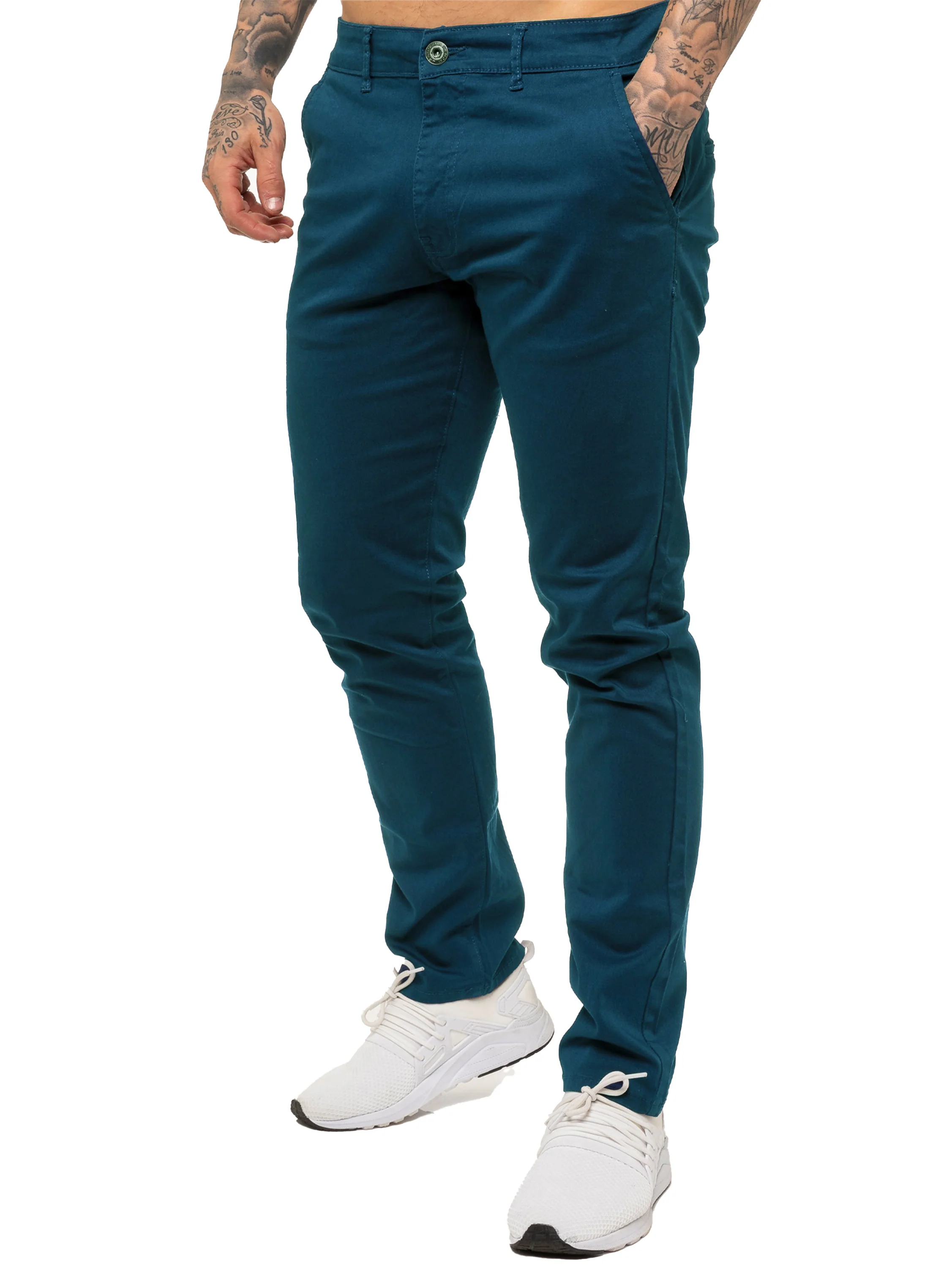 Enzo | Mens Slim Fit Stretch Chino Trousers - Image 16