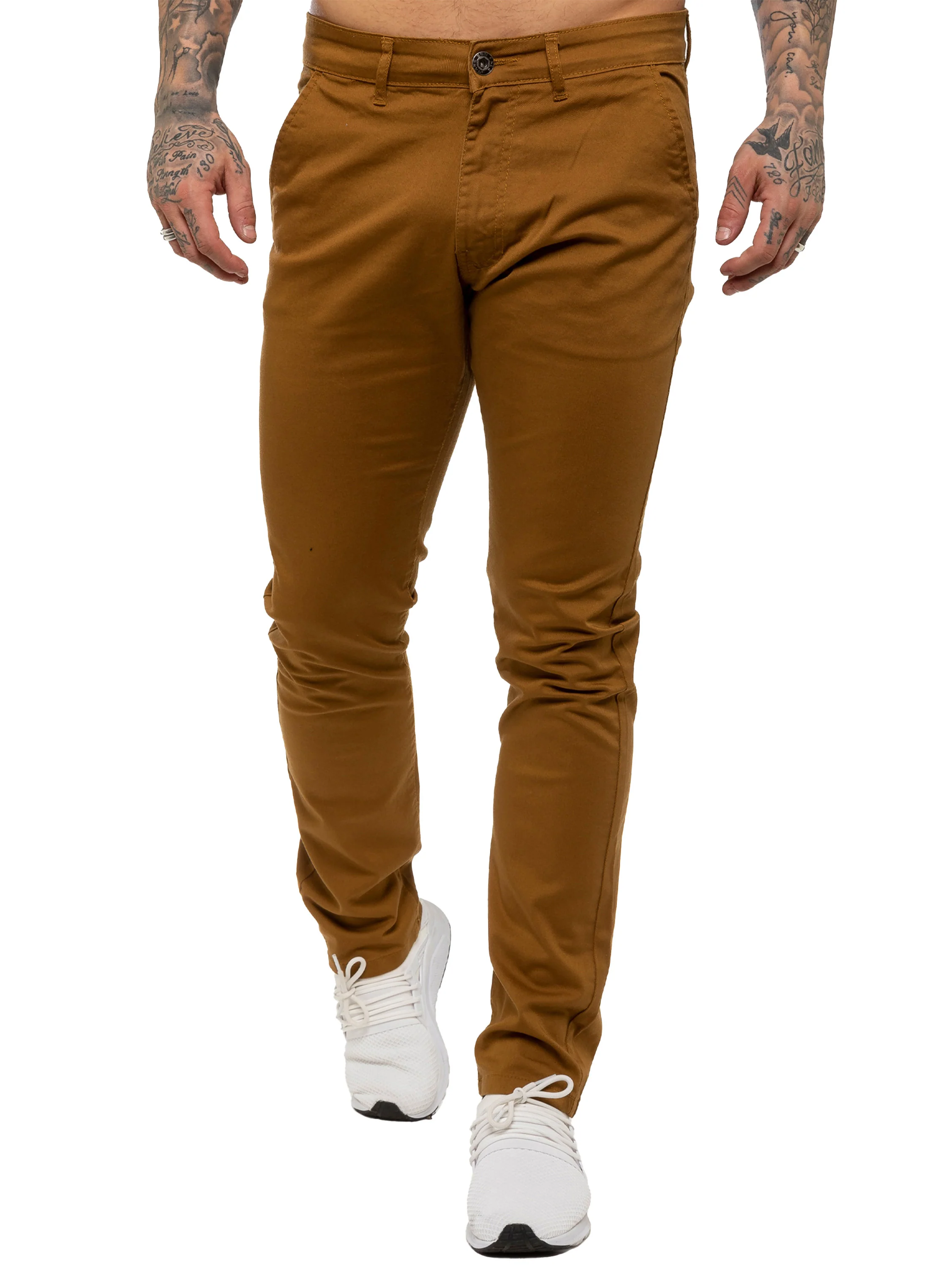 Enzo | Mens Slim Fit Stretch Chino Trousers - Image 3