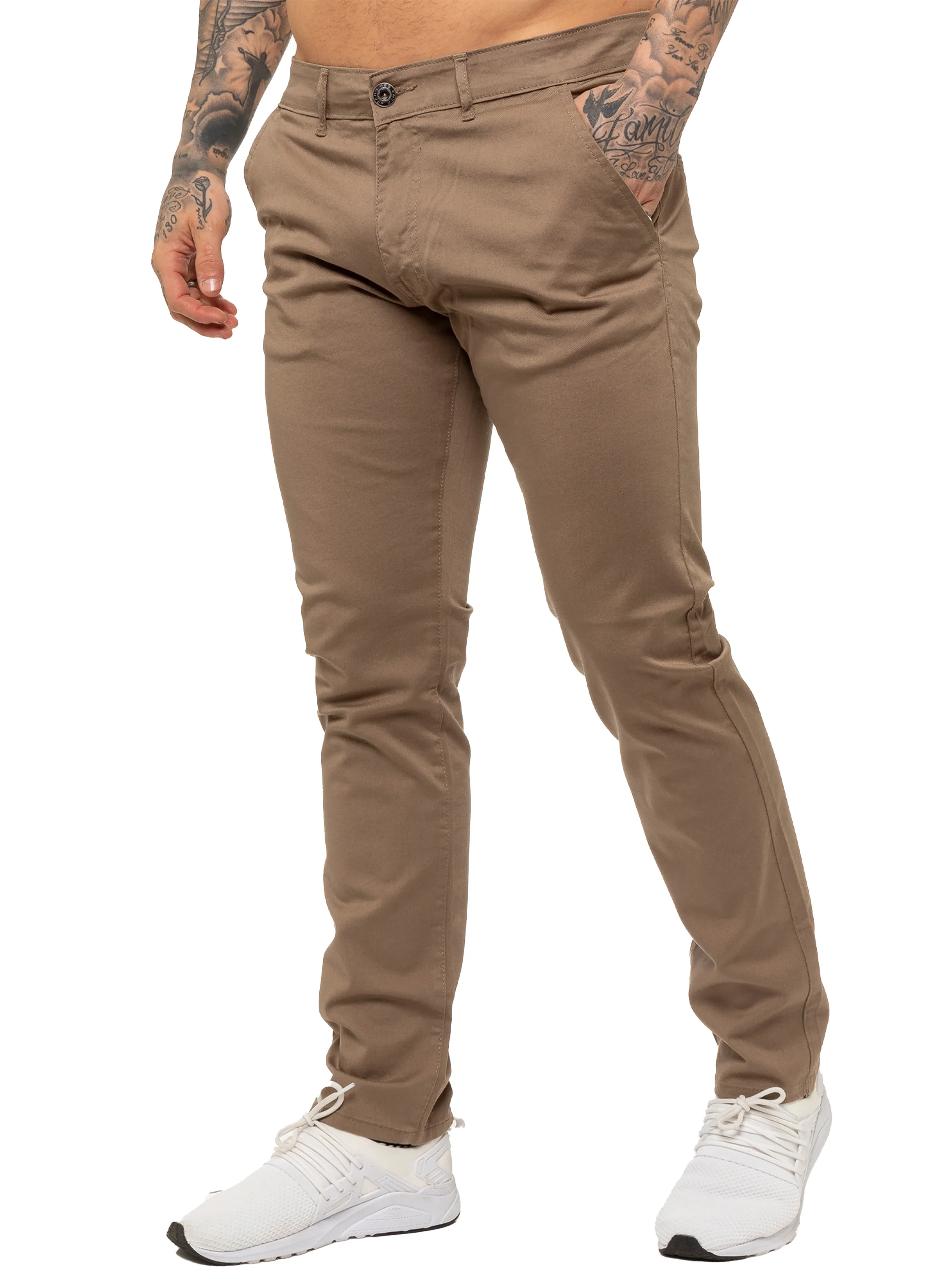 Enzo | Mens Slim Fit Stretch Chino Trousers - Image 6