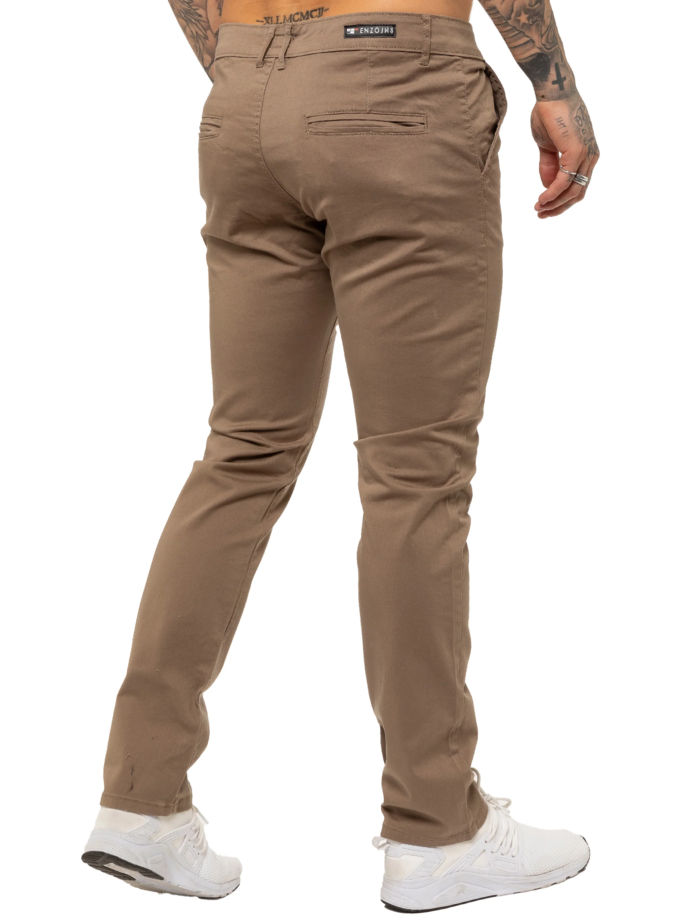 Enzo | Mens Slim Fit Stretch Chino Trousers - Image 8