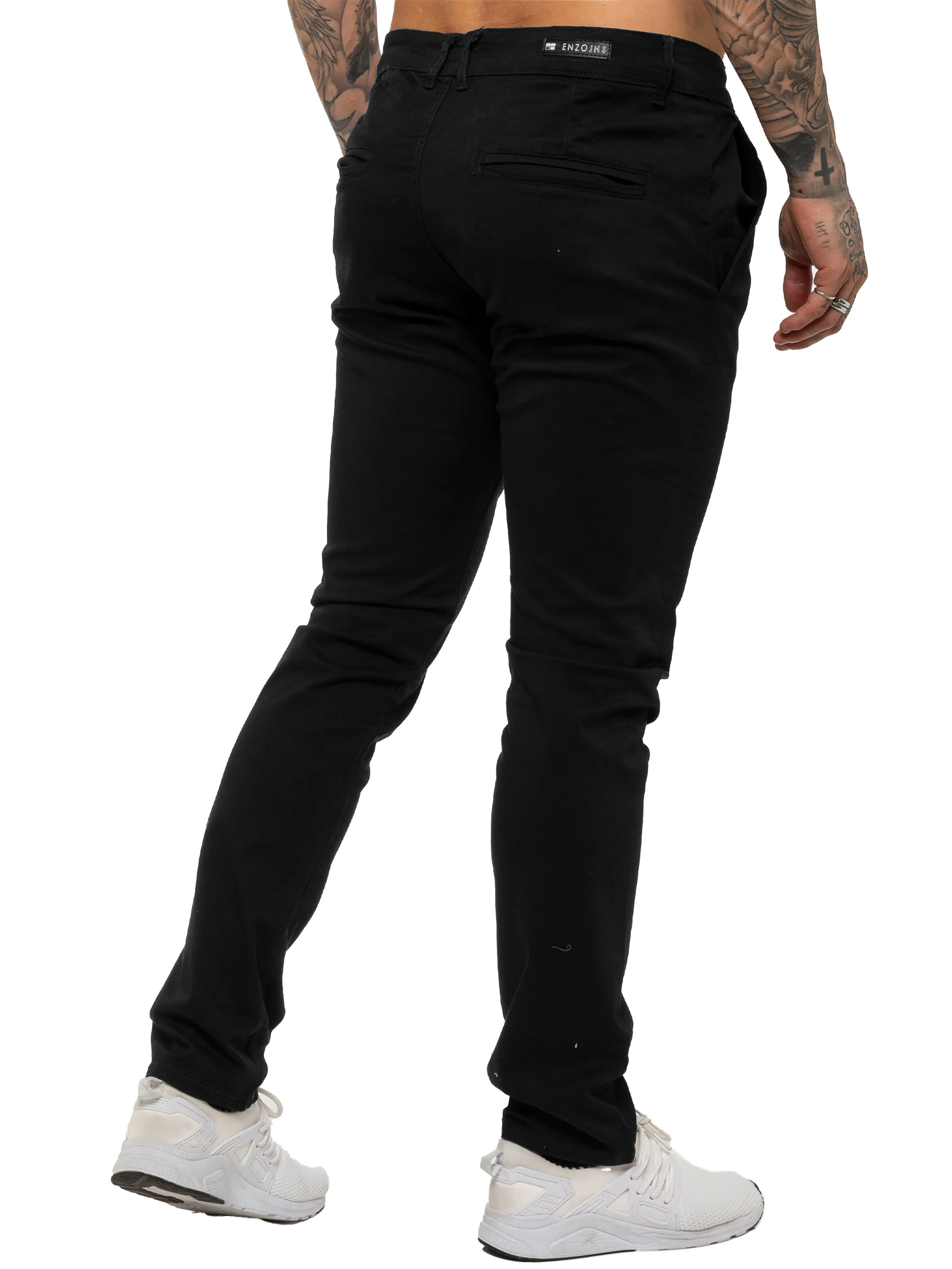 Enzo | Mens Slim Fit Stretch Chino Trousers - Image 3