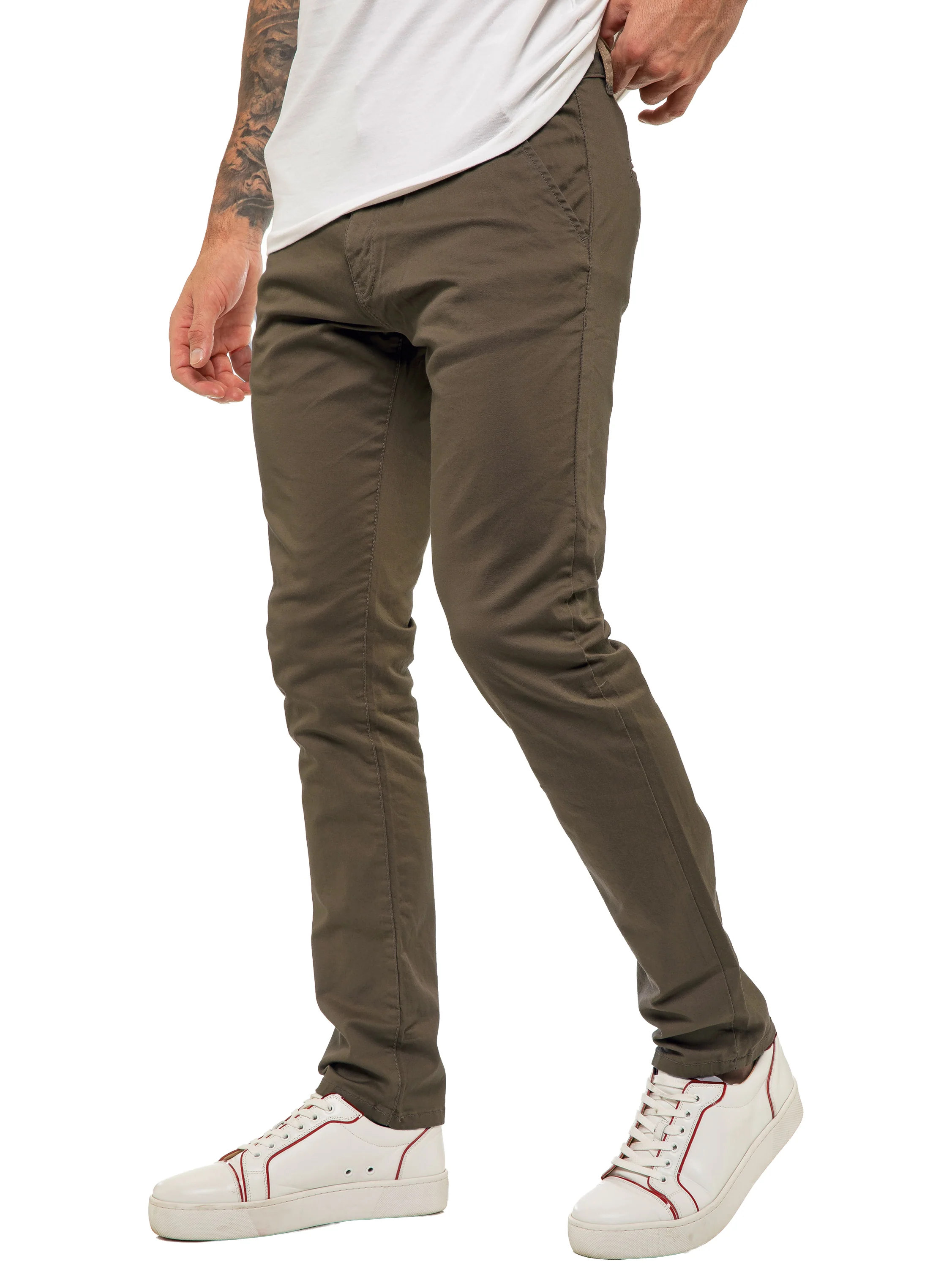 Enzo | Mens Slim Fit Stretch Chino Trousers - Image 7