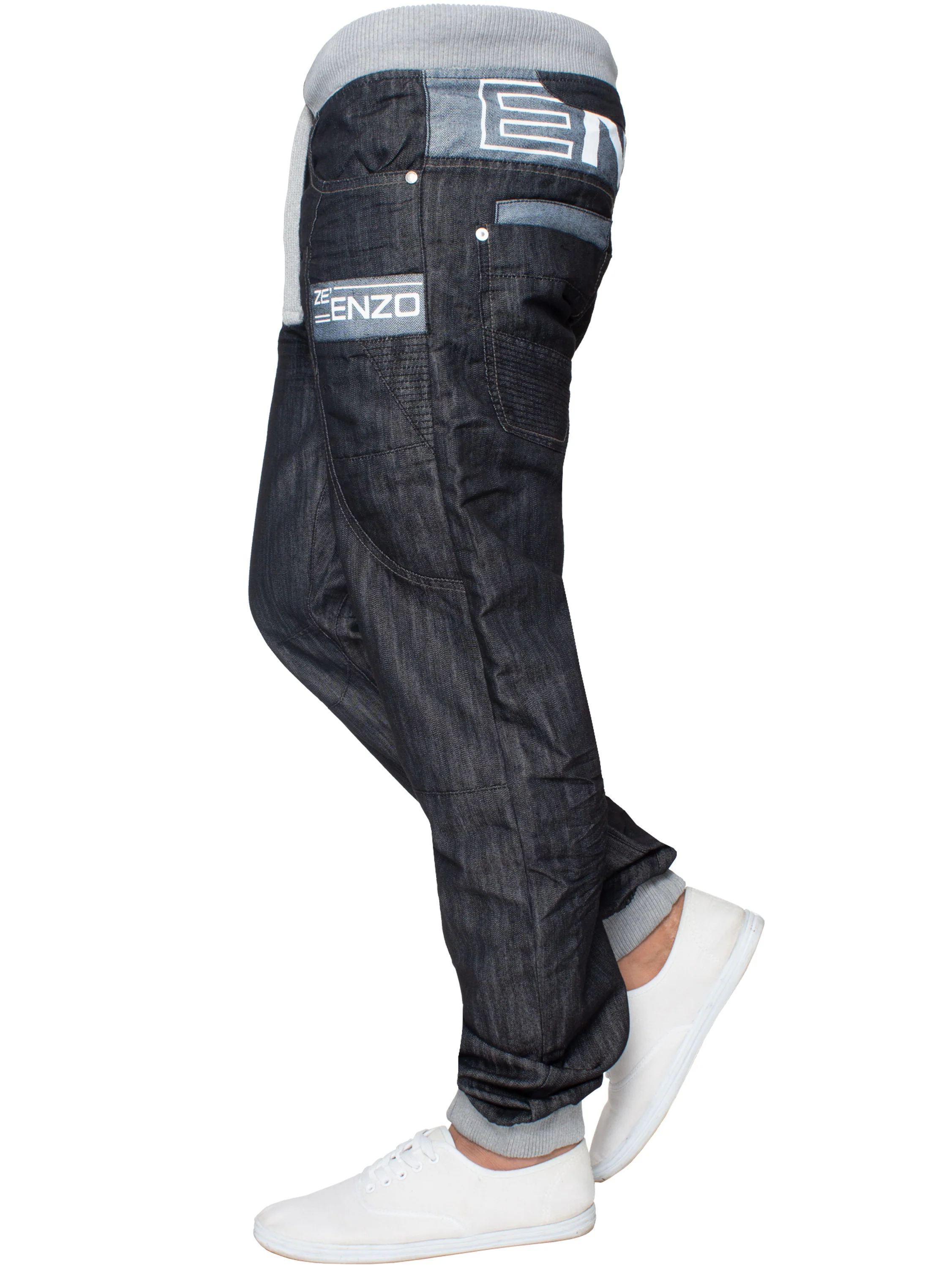 Mens Cuffed Fit Denim Jeans | Enzo Designer Menswear - Image 14