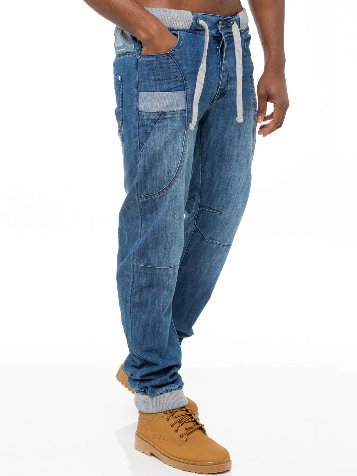 Mens Cuffed Fit Denim Jeans | Enzo Designer Menswear - Image 4