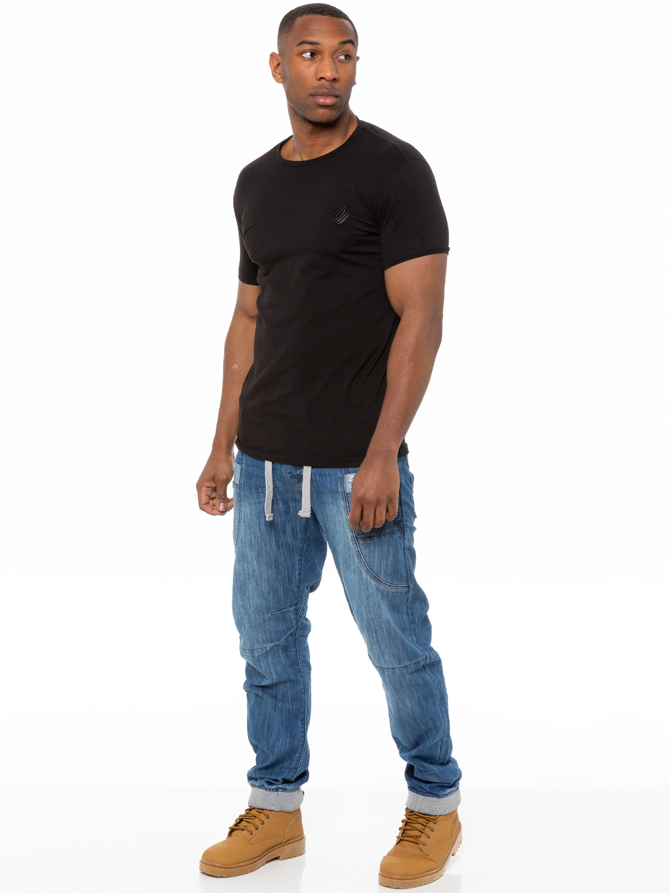 Mens Cuffed Fit Denim Jeans | Enzo Designer Menswear - Image 5