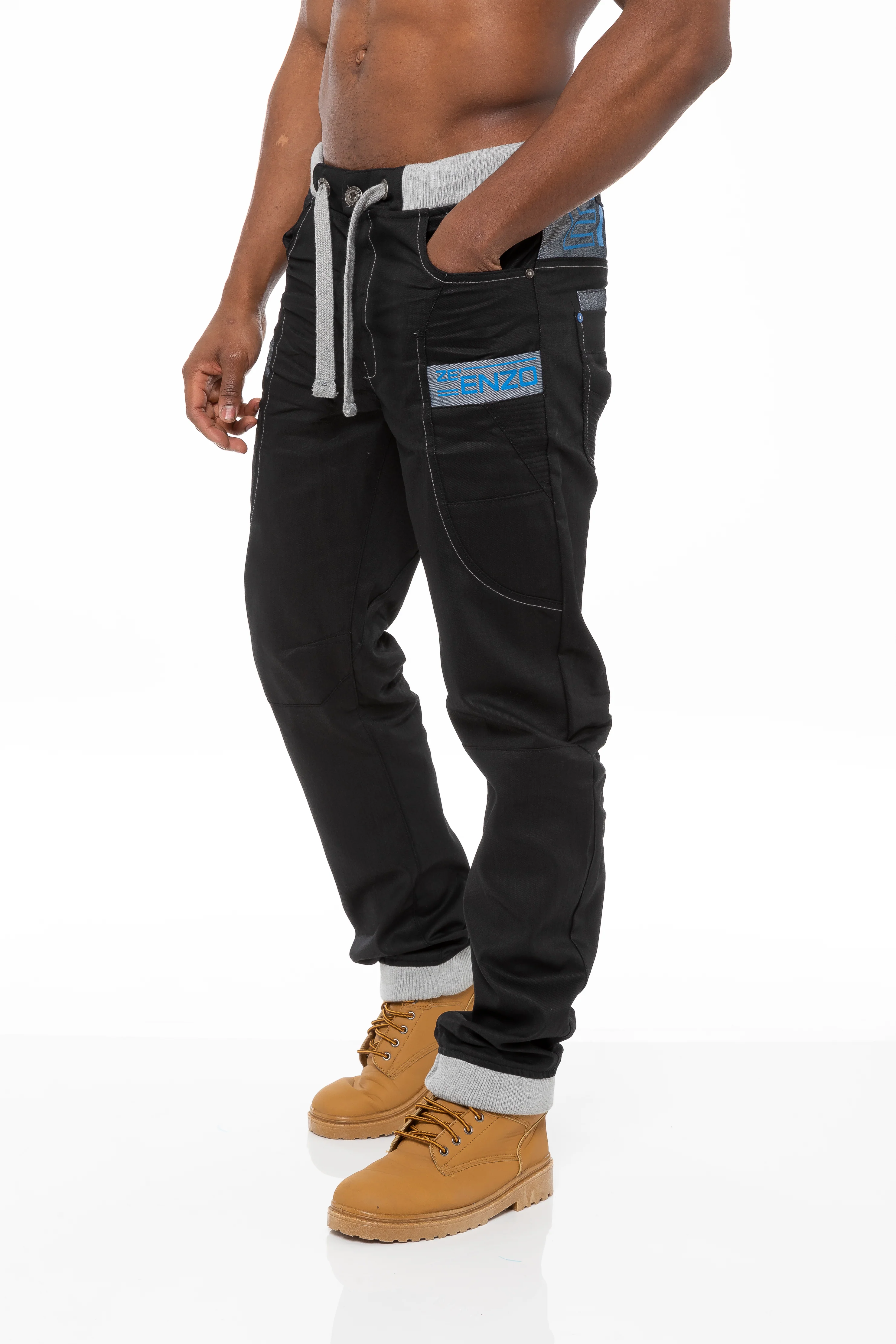 Mens Cuffed Fit Denim Jeans | Enzo Designer Menswear - Image 7