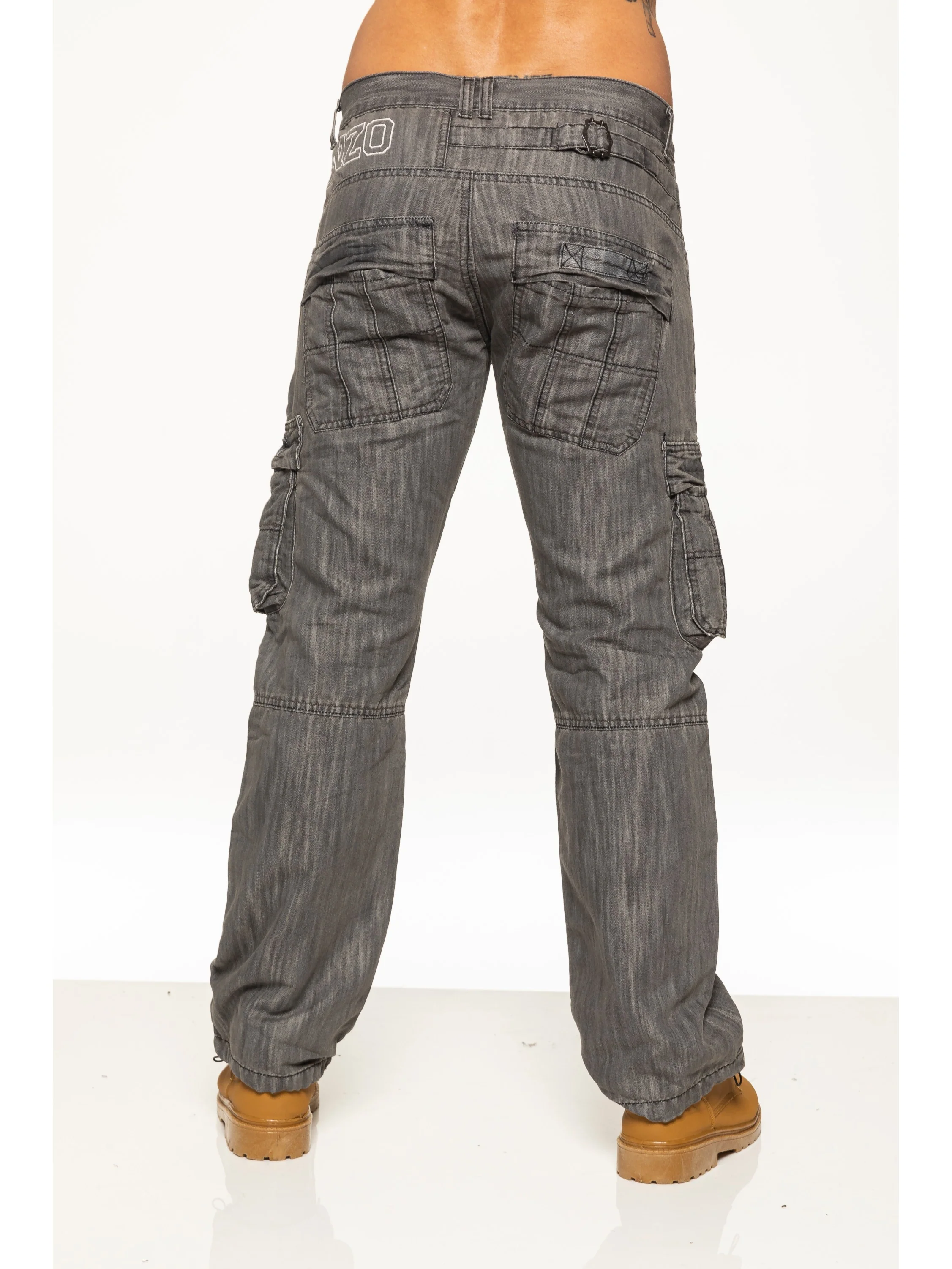Mens Black Combat Denim Jeans | Enzo Designer Menswear - Image 10