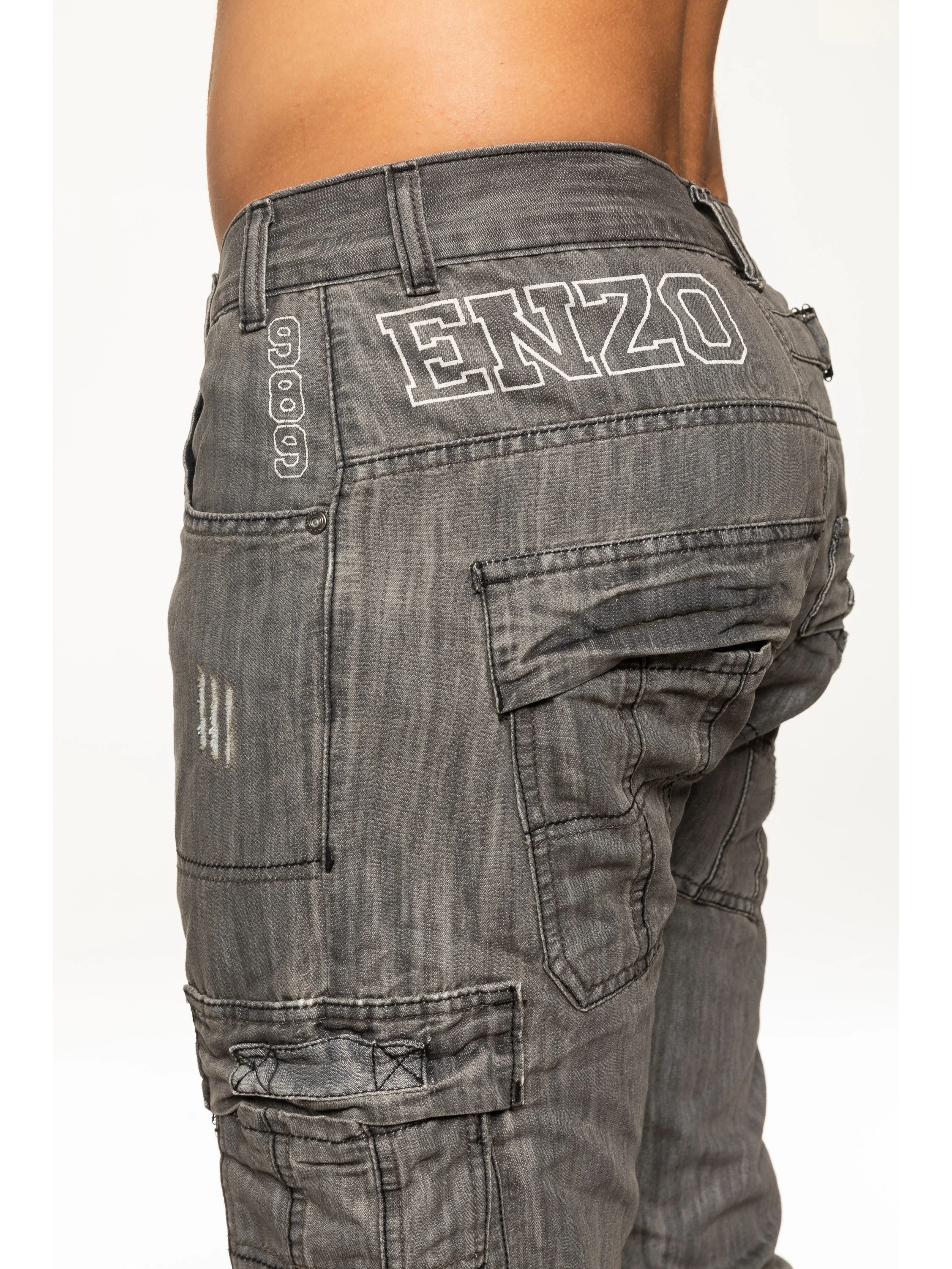 Mens Black Combat Denim Jeans | Enzo Designer Menswear - Image 11