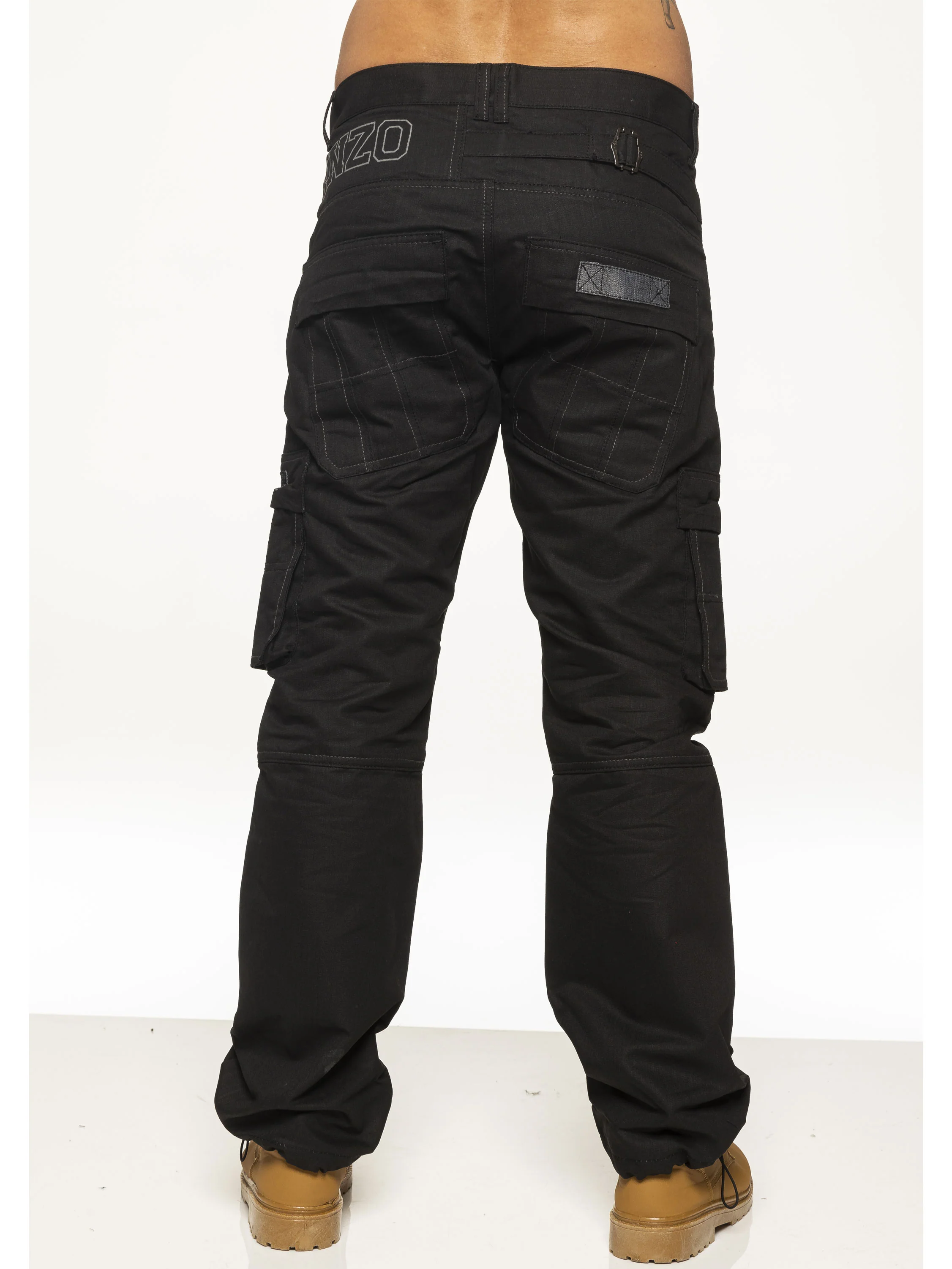 Mens Black Combat Denim Jeans | Enzo Designer Menswear - Image 3