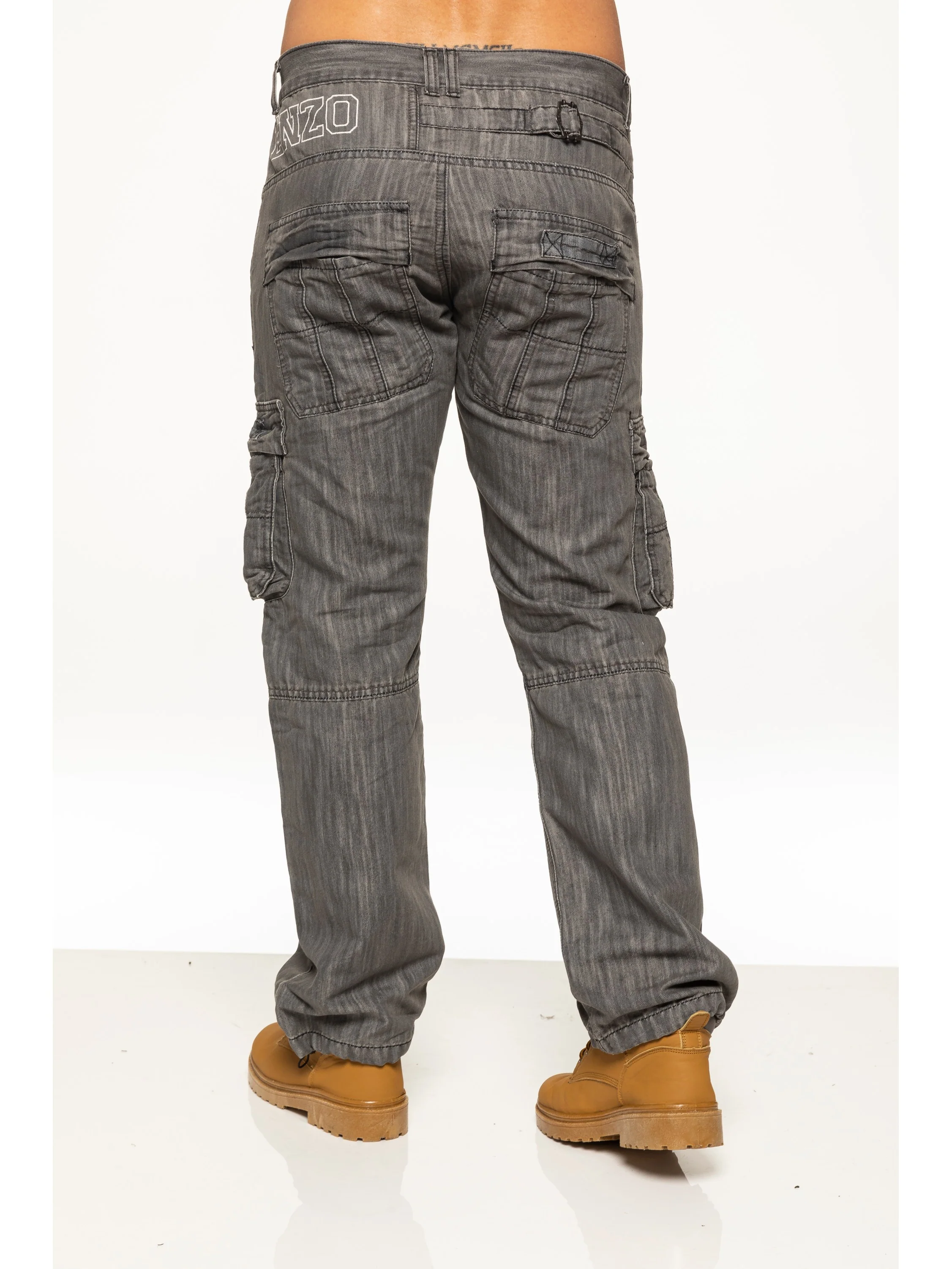 Mens Black Combat Denim Jeans | Enzo Designer Menswear - Image 8