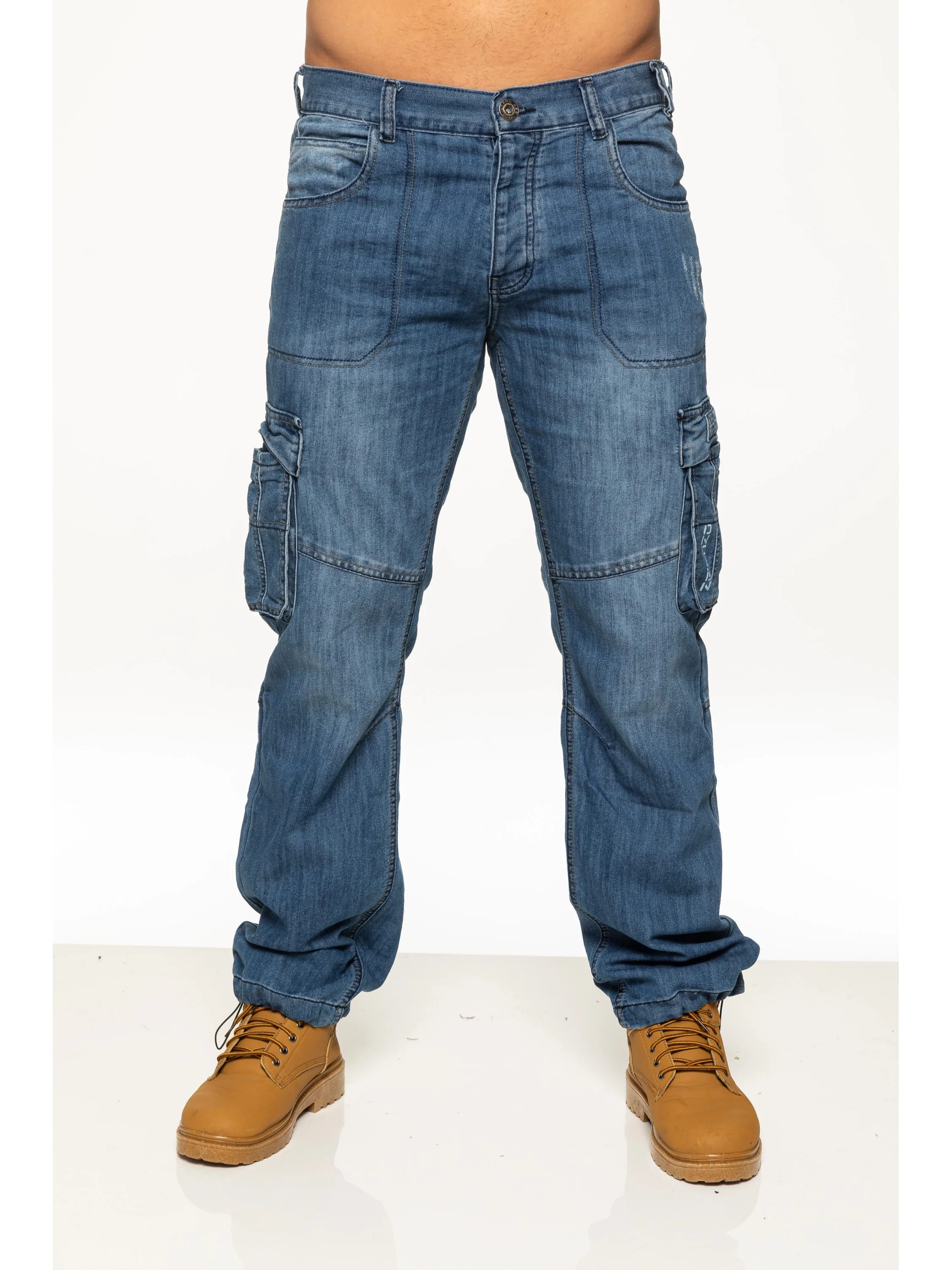 Mens Dark Blue Combat Denim Jeans | Enzo Designer Menswear - Image 11