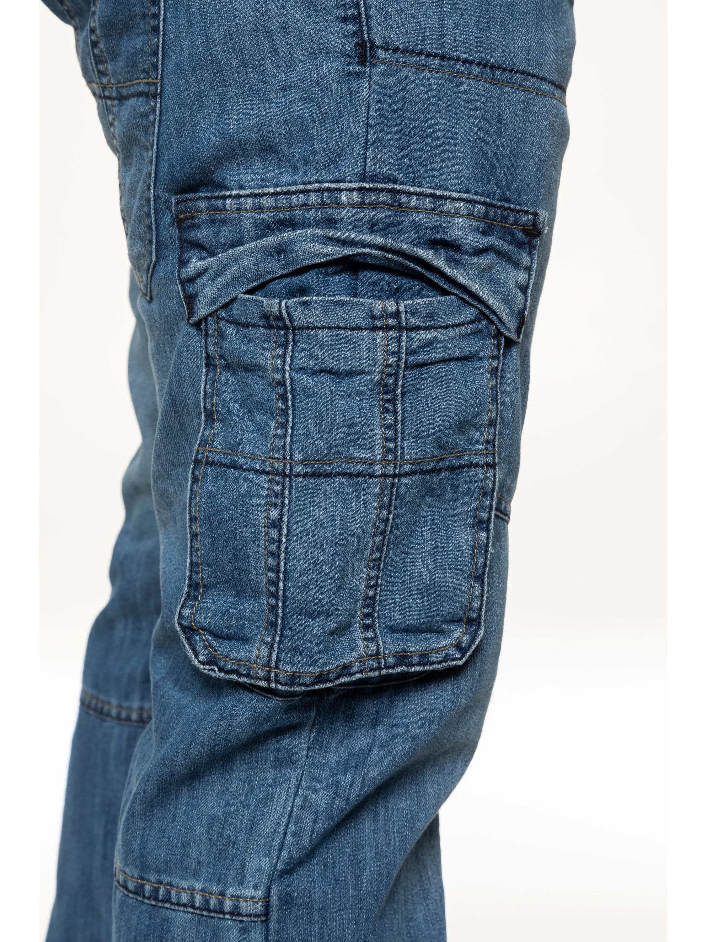 Mens Dark Blue Combat Denim Jeans | Enzo Designer Menswear - Image 15