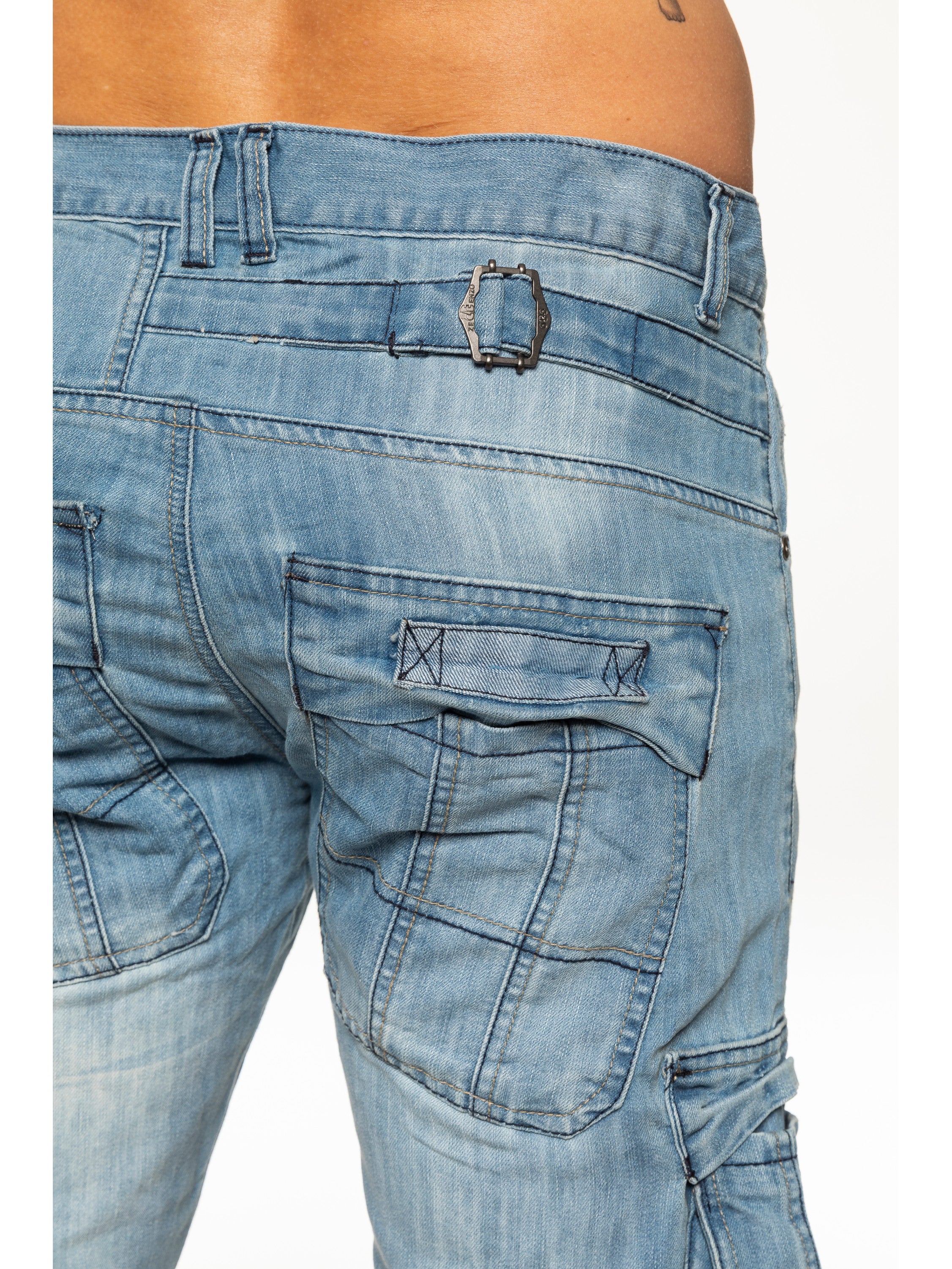 Mens Dark Blue Combat Denim Jeans | Enzo Designer Menswear - Image 20