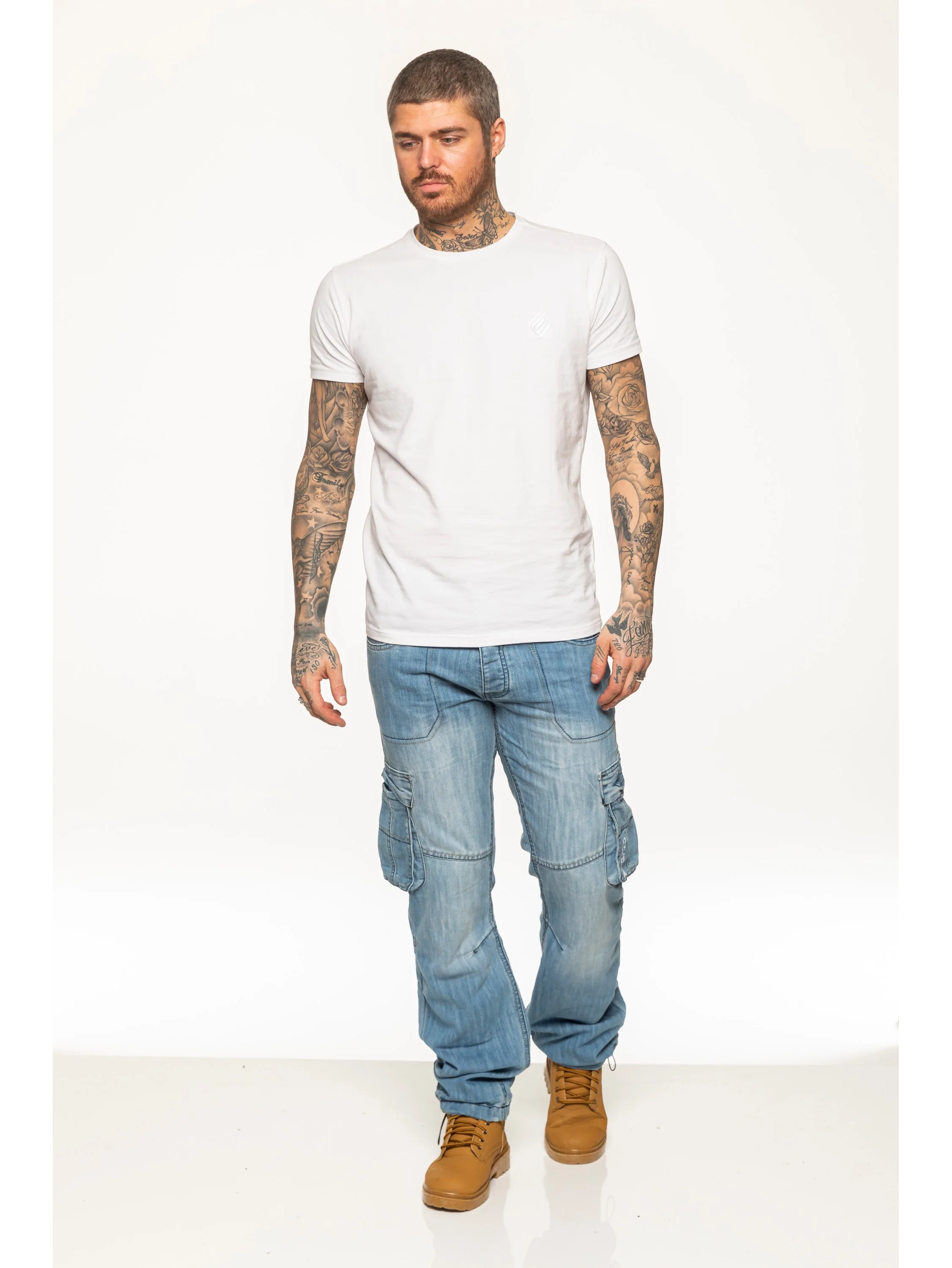 Mens Dark Blue Combat Denim Jeans | Enzo Designer Menswear - Image 22