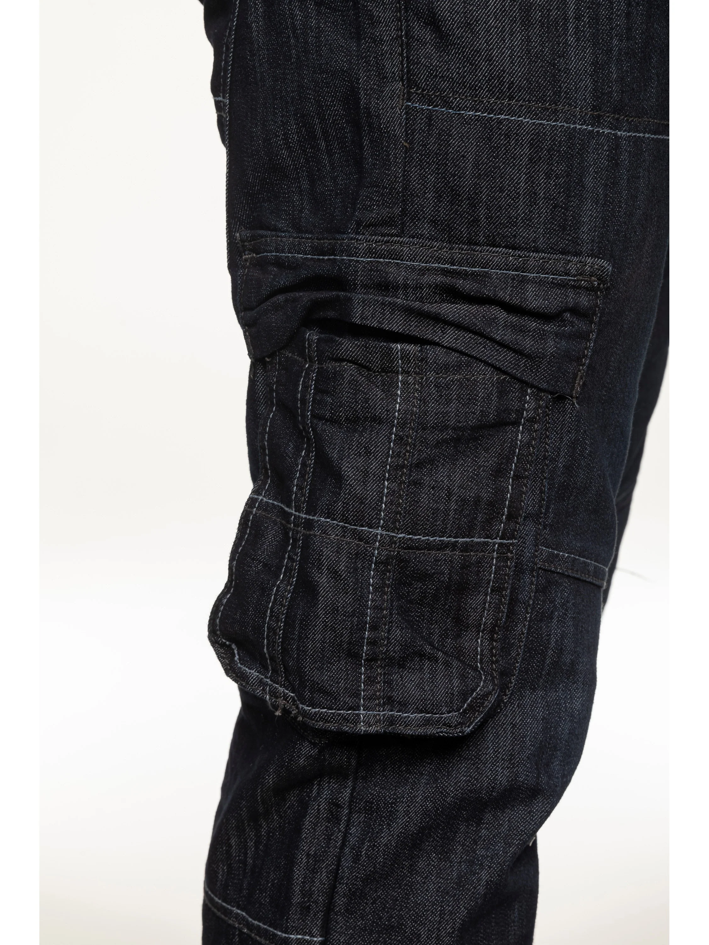 Mens Dark Blue Combat Denim Jeans | Enzo Designer Menswear - Image 6
