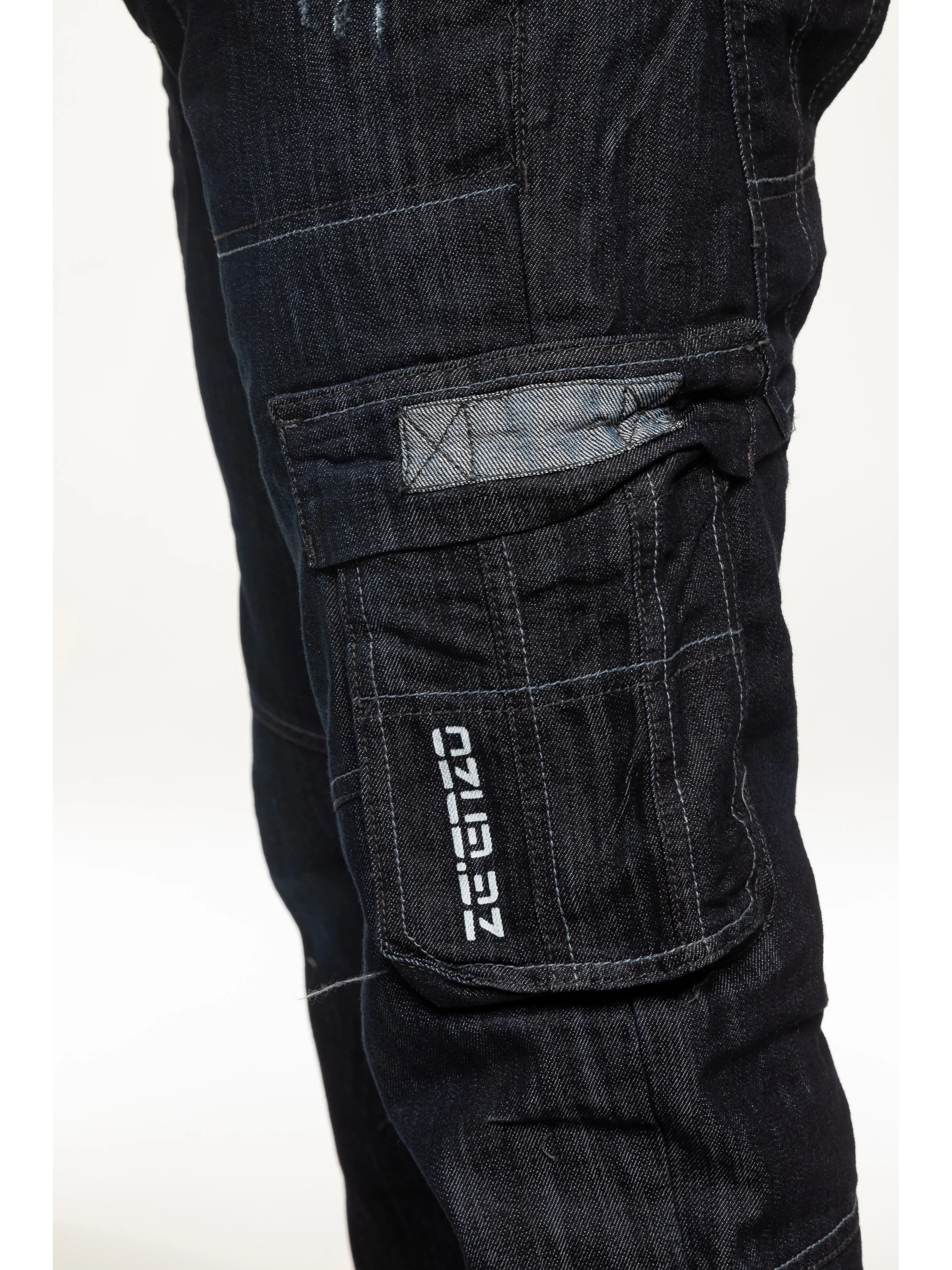 Mens Dark Blue Combat Denim Jeans | Enzo Designer Menswear - Image 7