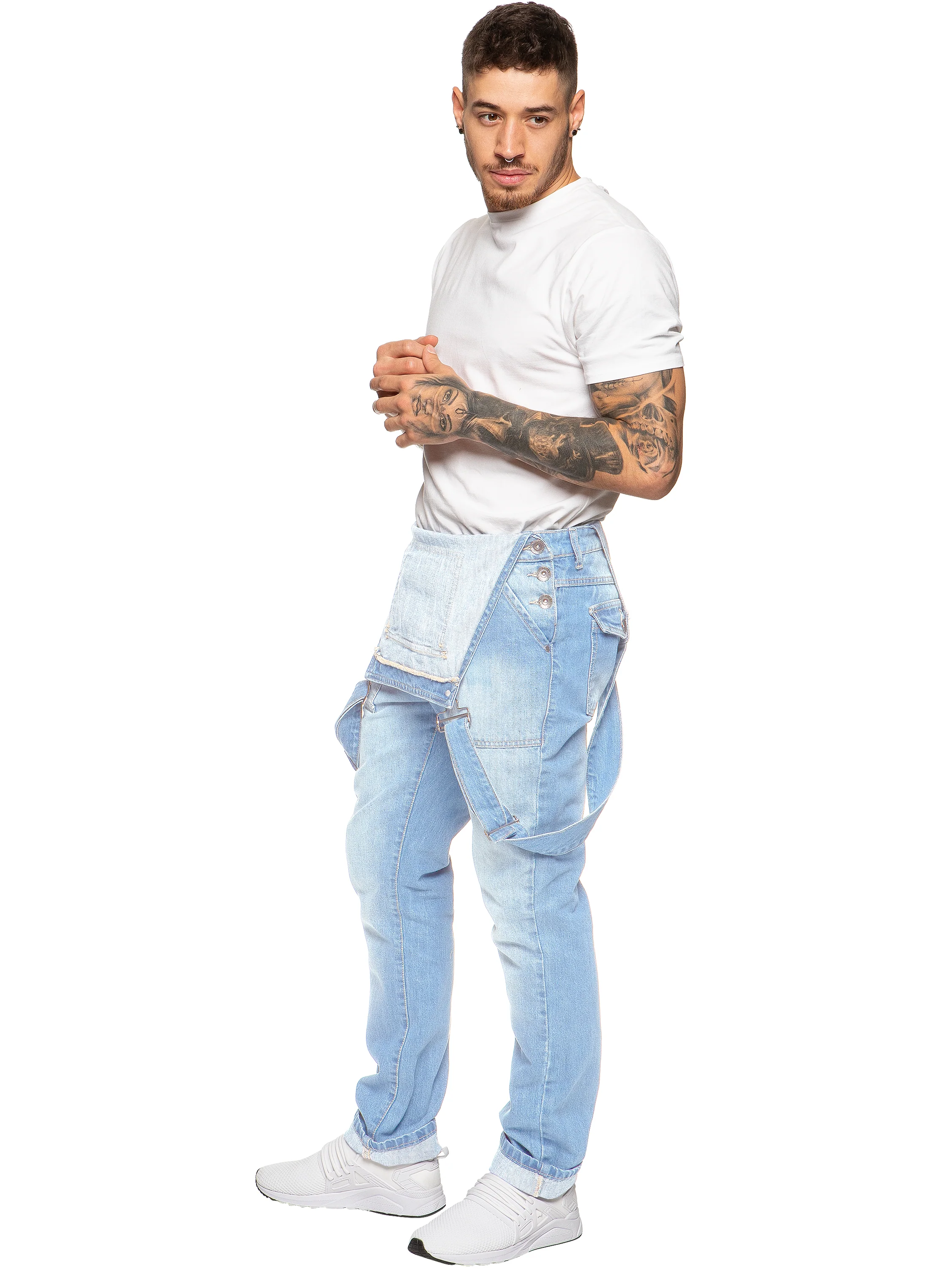 Mens Fashionable Denim Overall Dungarees | Enzo Designer Menswear - Image 8