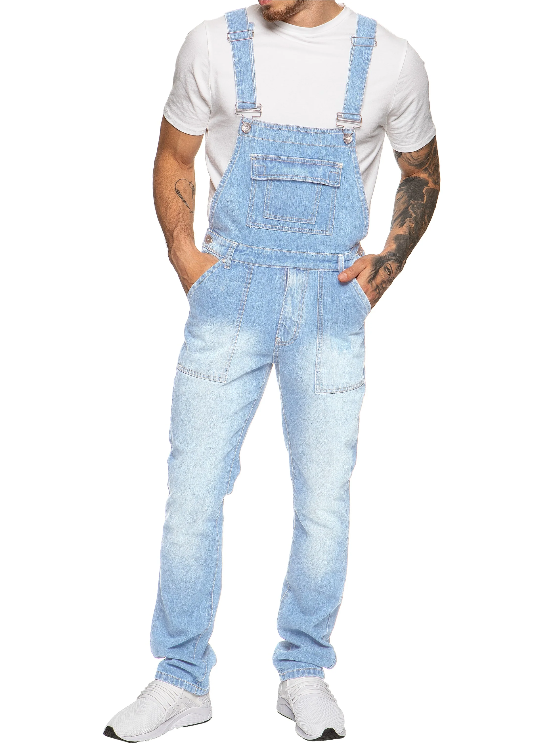Mens Fashionable Denim Overall Dungarees | Enzo Designer Menswear - Image 9