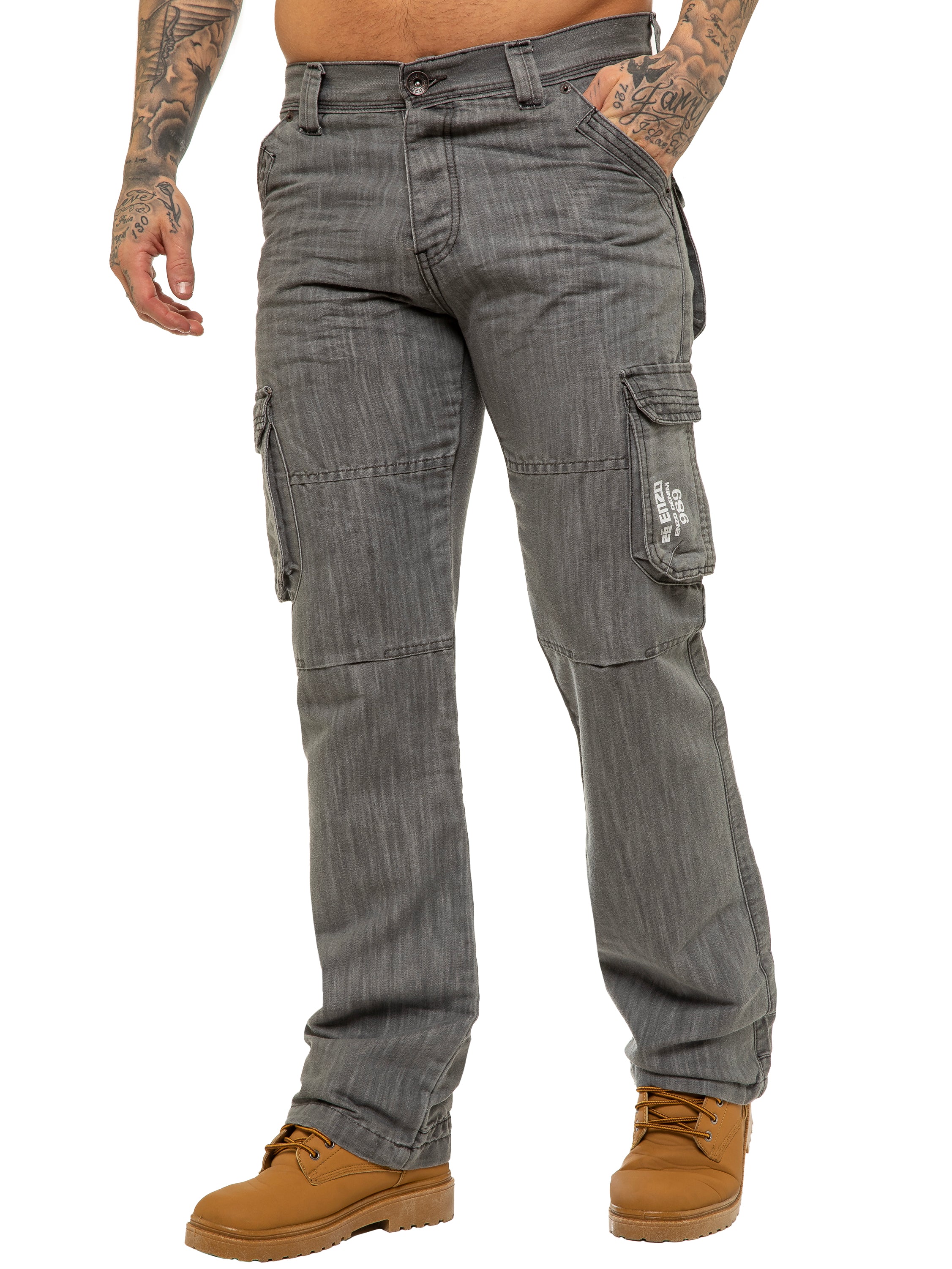 Enzo | Mens Combat Denim Jeans Designer Menswear - Image 12