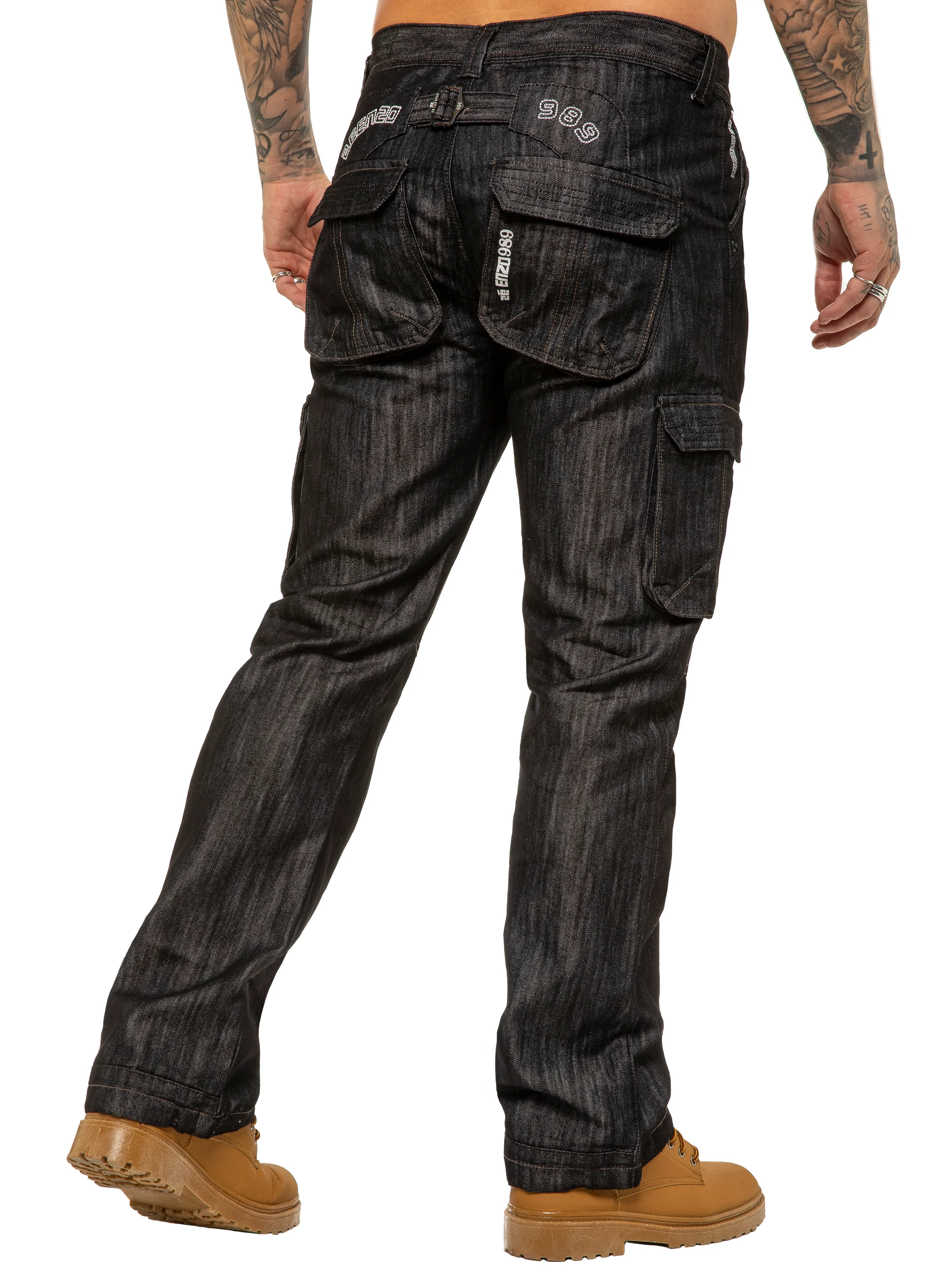 Enzo | Mens Combat Denim Jeans Designer Menswear - Image 3