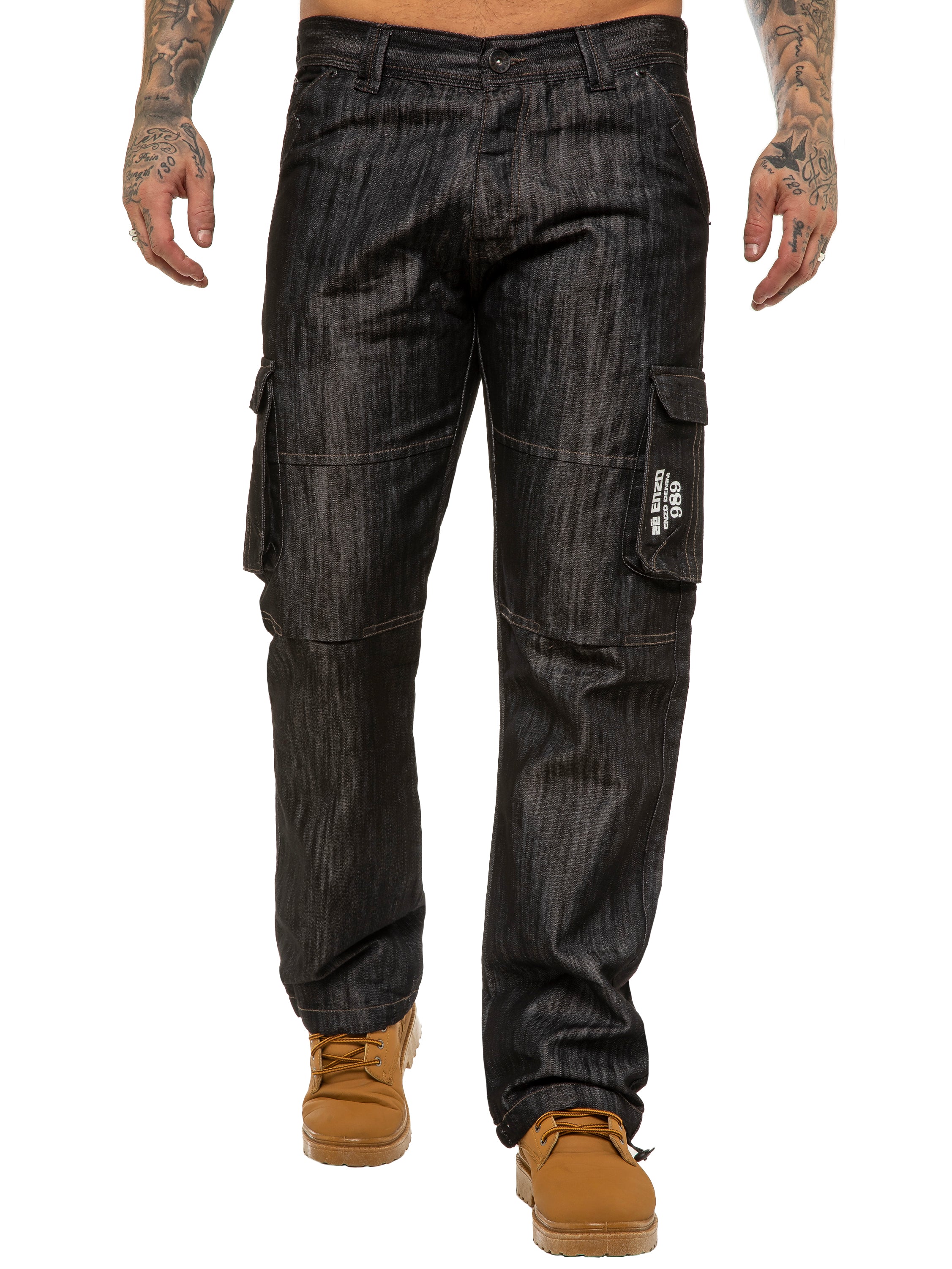 Enzo | Mens Combat Denim Jeans Designer Menswear - Image 4