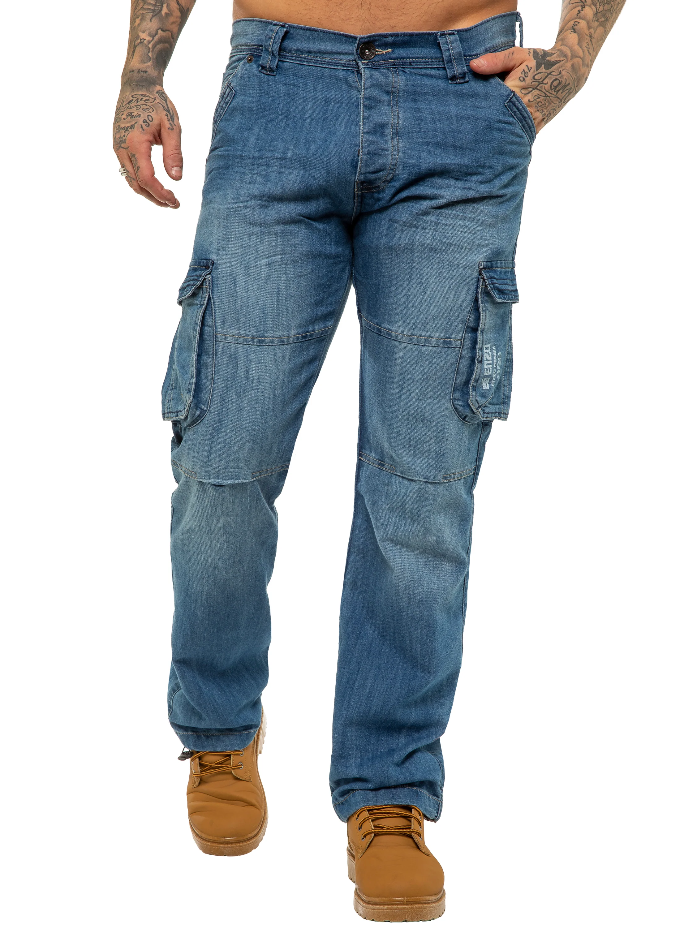 Enzo | Mens Combat Denim Jeans Designer Menswear - Image 4