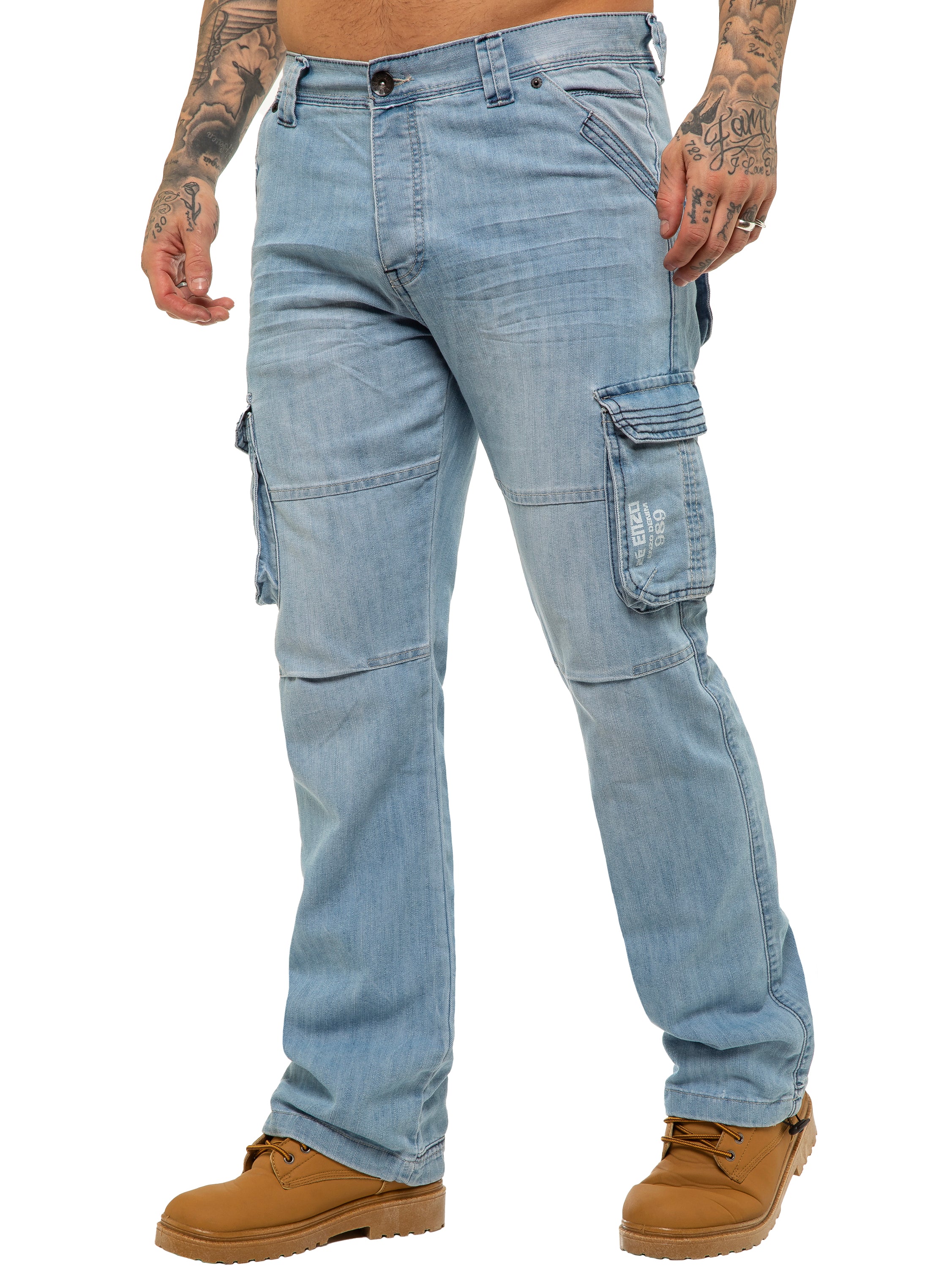 Enzo | Mens Combat Denim Jeans Designer Menswear - Image 7