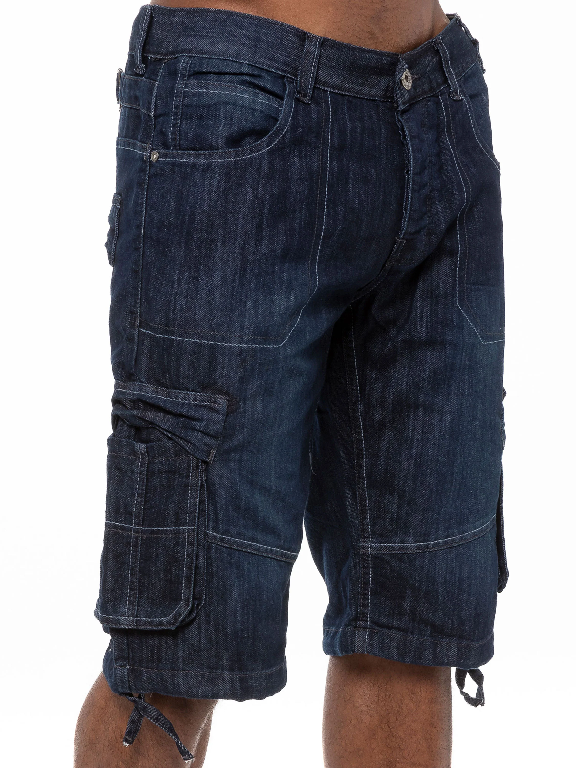 Mens Raw Combat Cargo Denim Shorts | Enzo Designer Menswear - Image 10