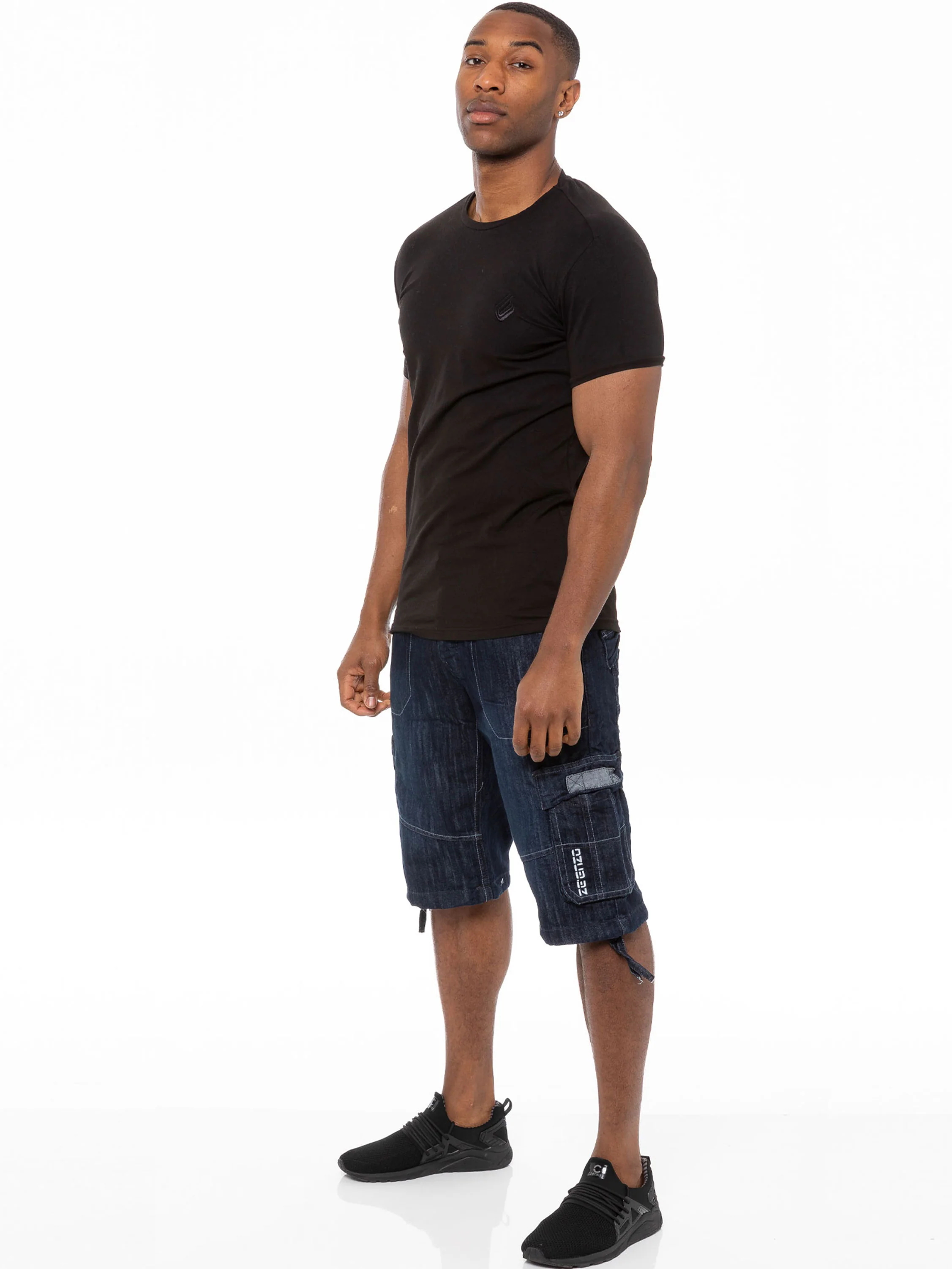 Mens Raw Combat Cargo Denim Shorts | Enzo Designer Menswear - Image 11