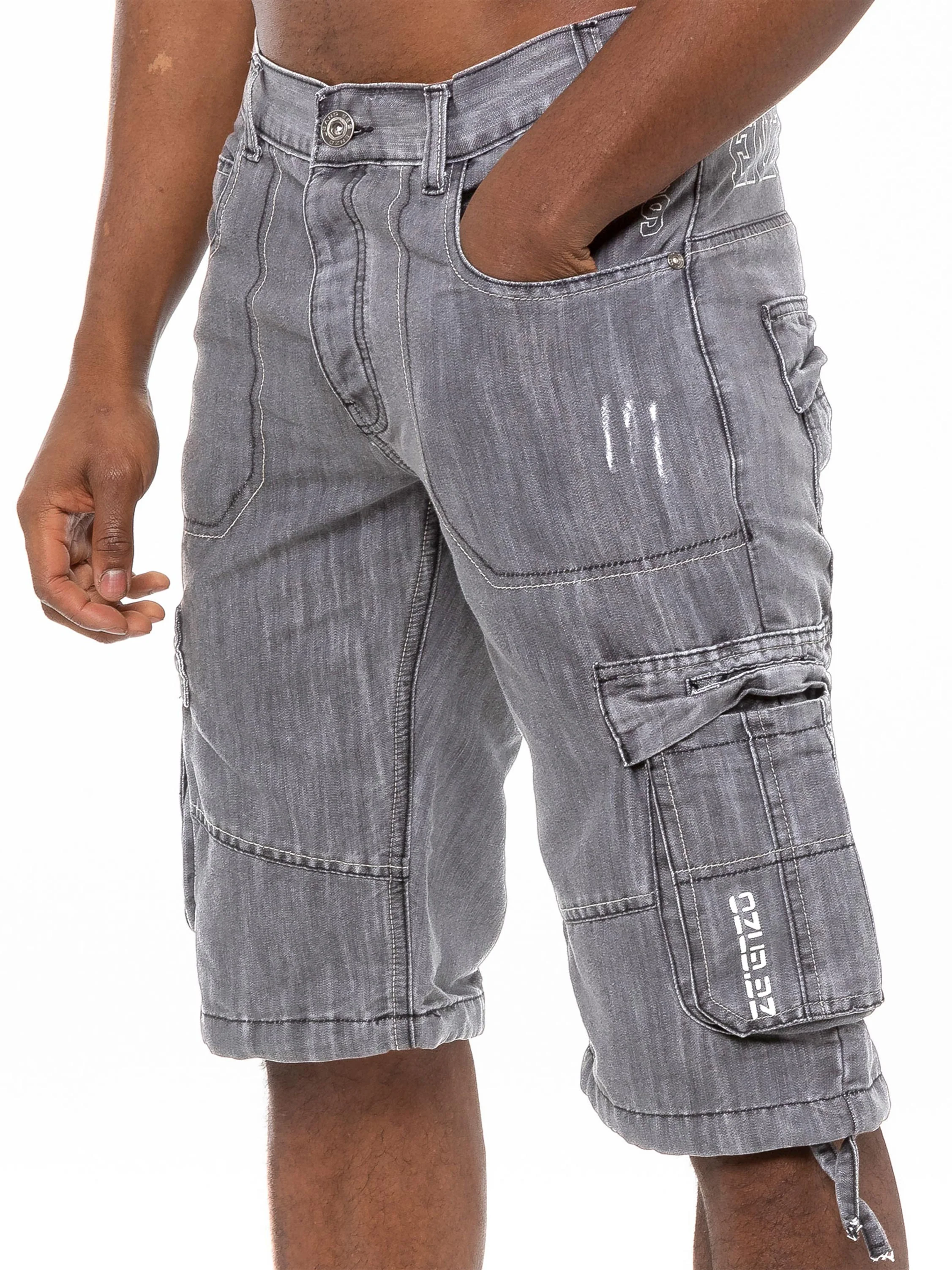 Mens Raw Combat Cargo Denim Shorts | Enzo Designer Menswear - Image 13