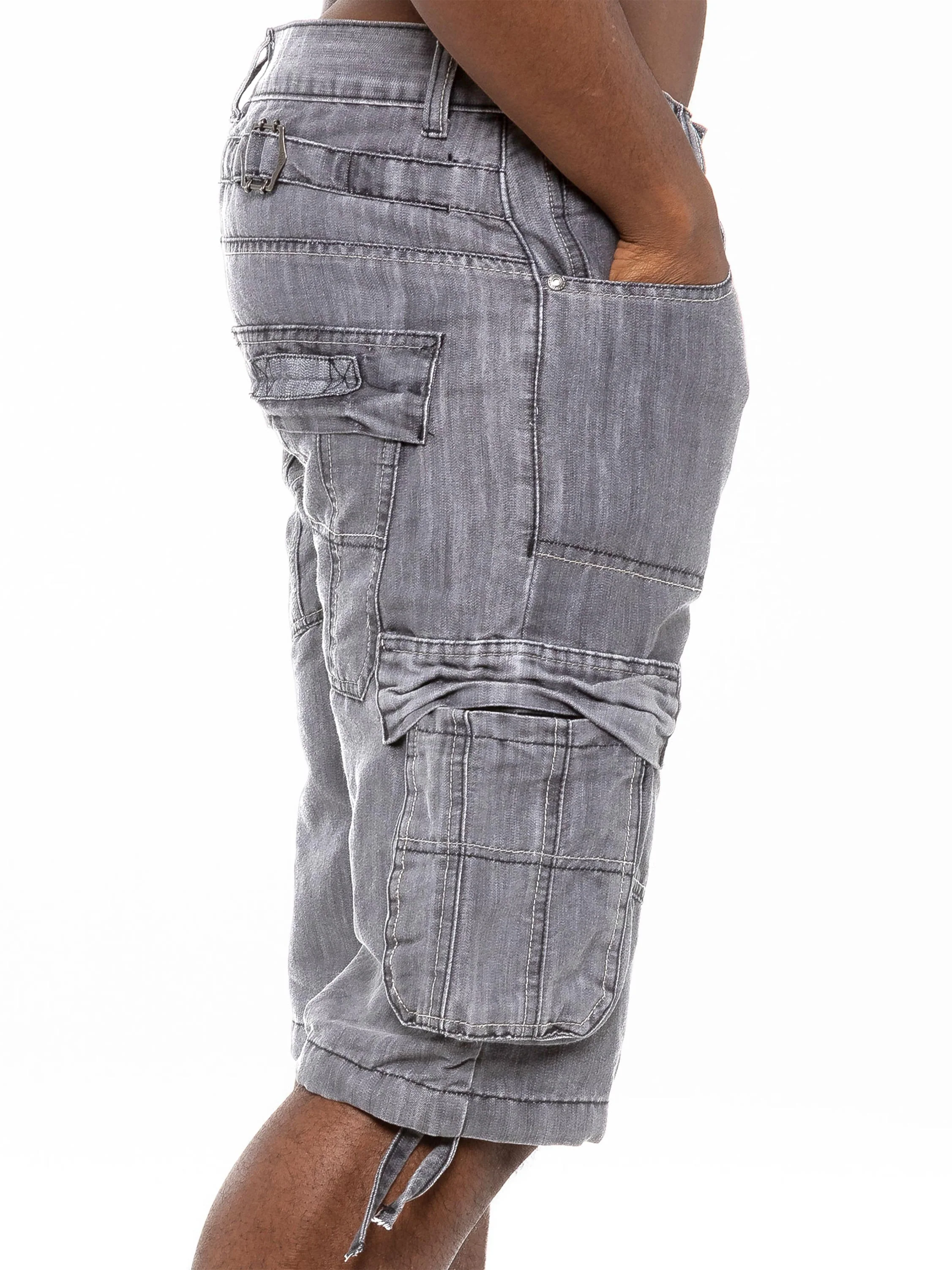 Mens Raw Combat Cargo Denim Shorts | Enzo Designer Menswear - Image 14