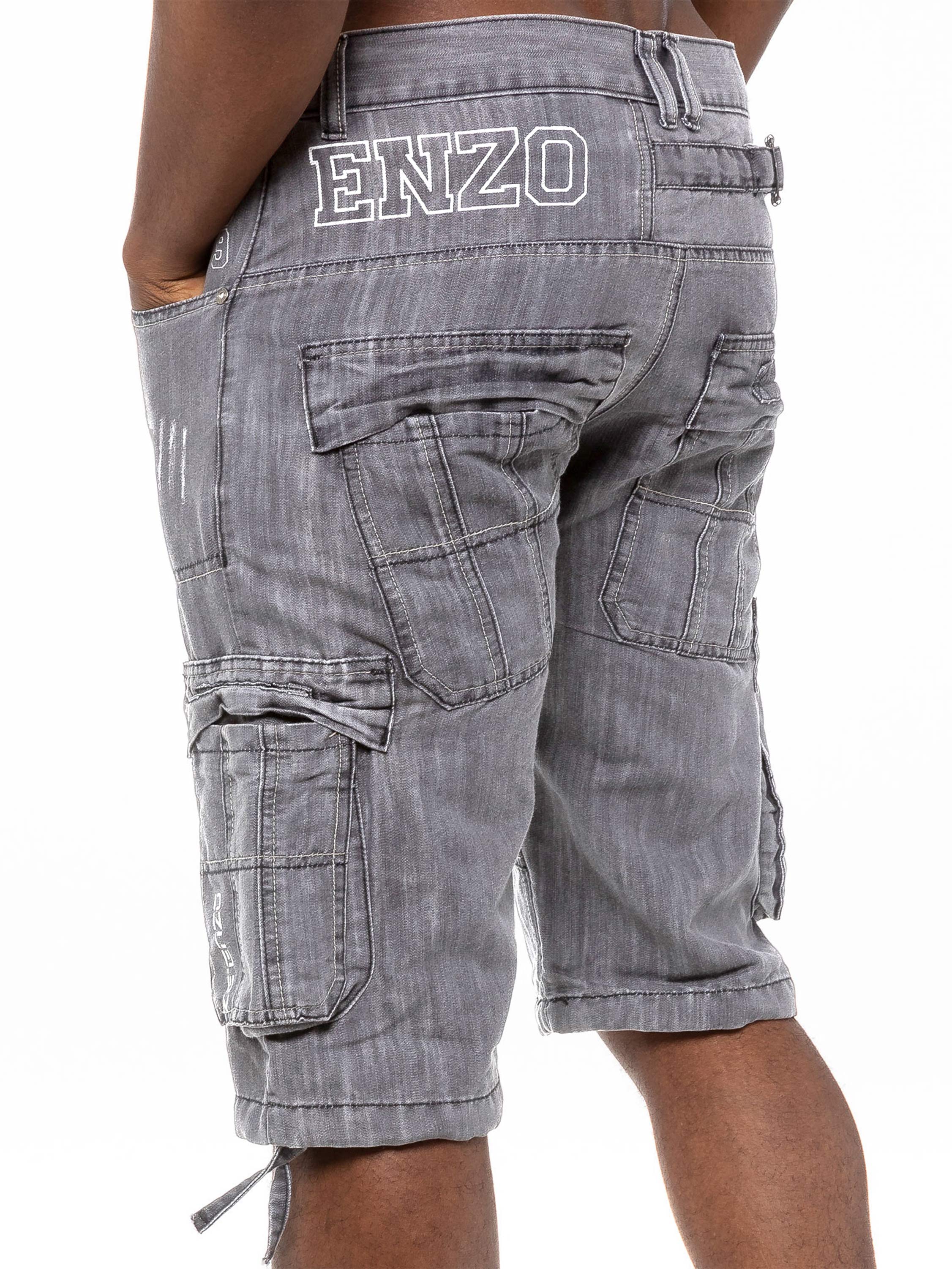 Mens Raw Combat Cargo Denim Shorts | Enzo Designer Menswear - Image 16