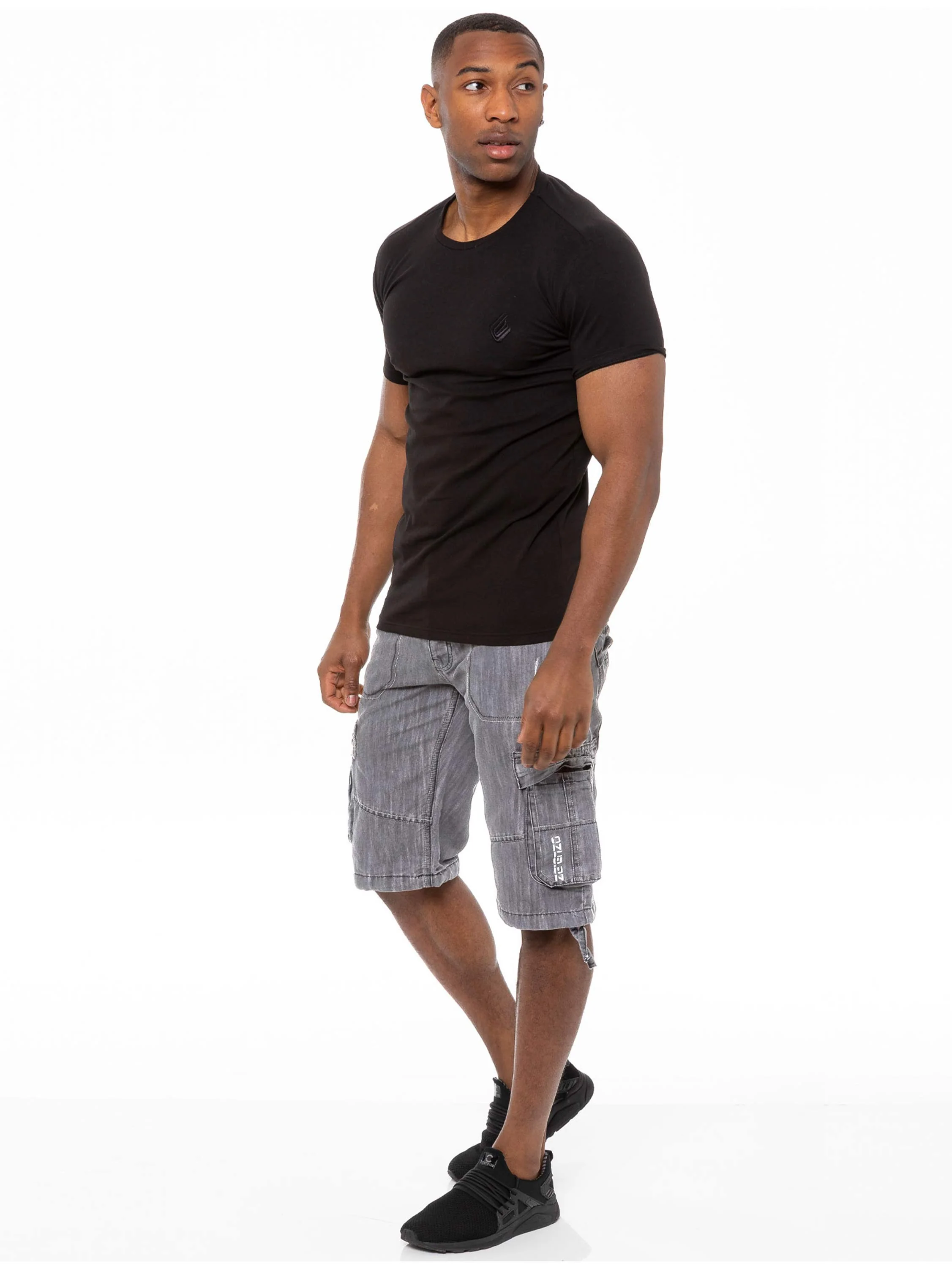 Mens Raw Combat Cargo Denim Shorts | Enzo Designer Menswear - Image 17