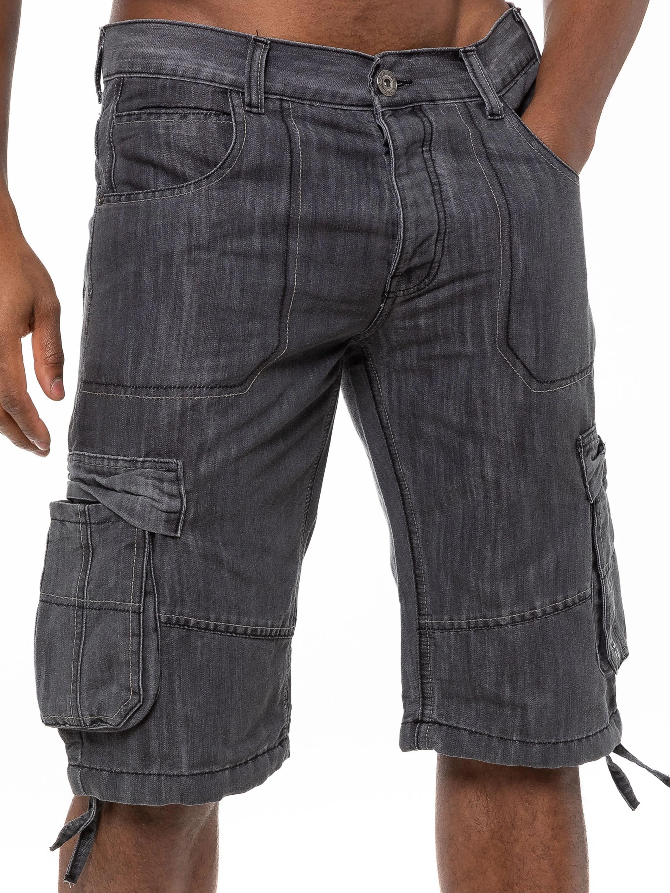 Mens Raw Combat Cargo Denim Shorts | Enzo Designer Menswear - Image 20