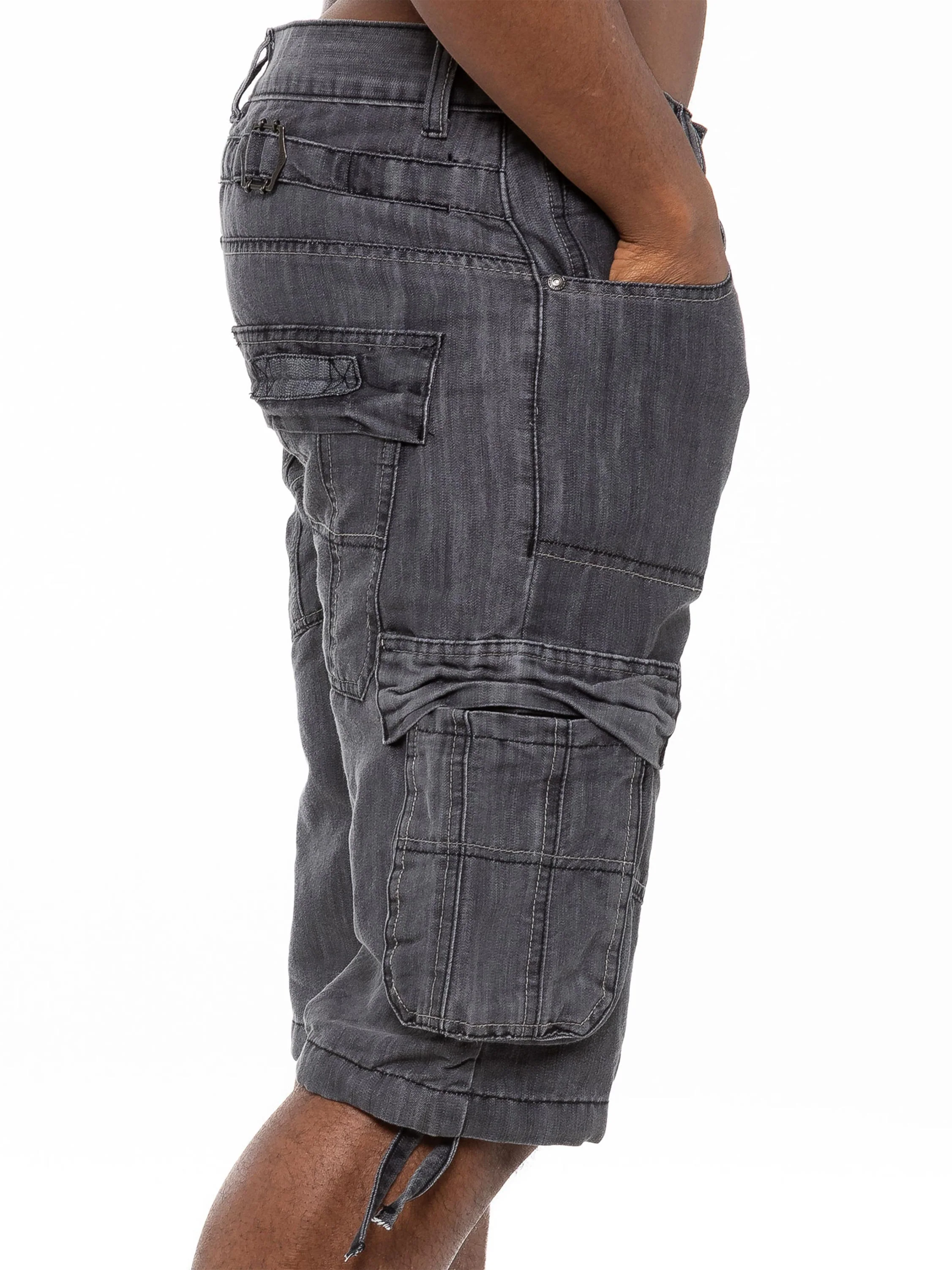 Mens Raw Combat Cargo Denim Shorts | Enzo Designer Menswear - Image 21