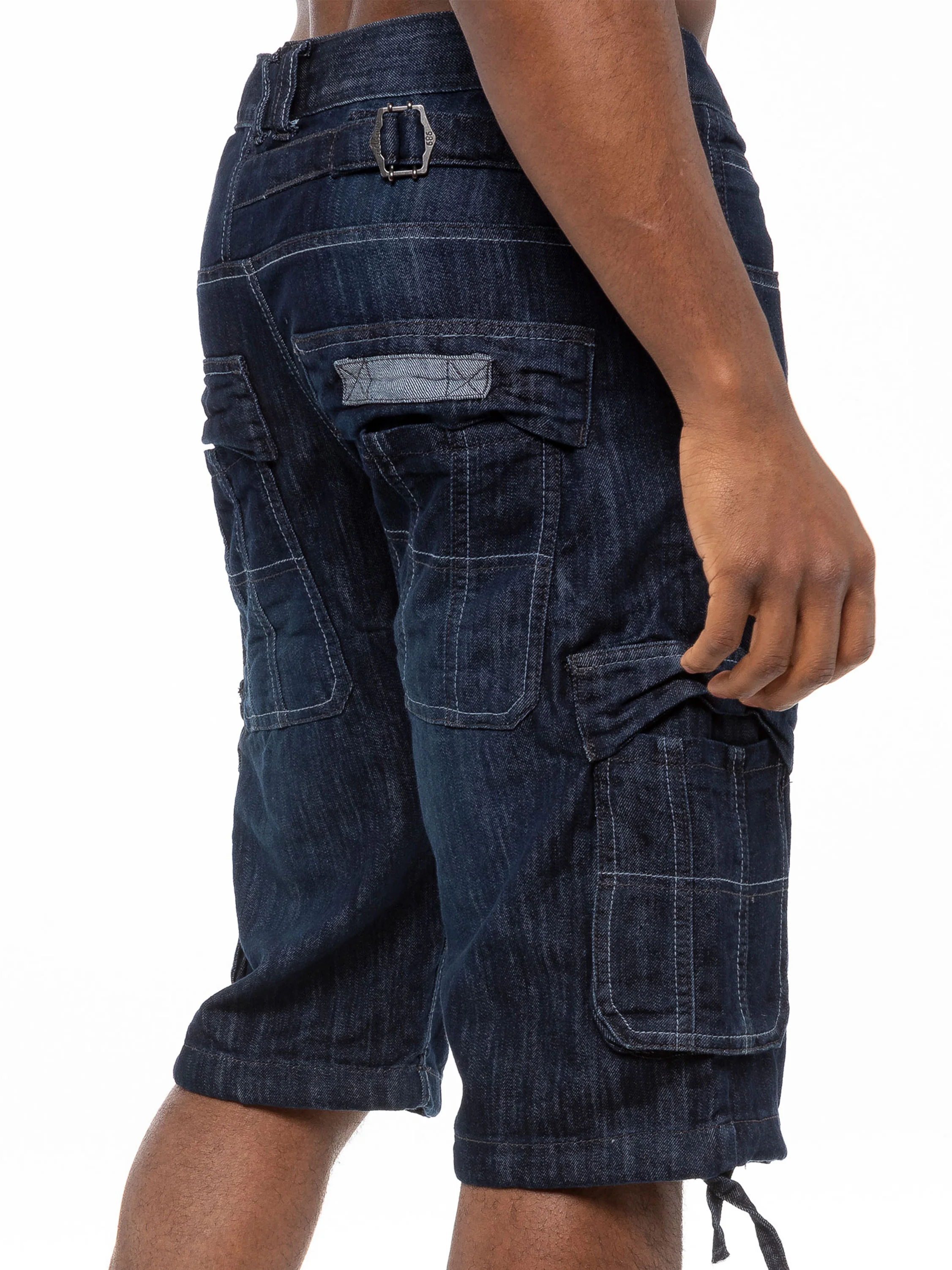 Mens Raw Combat Cargo Denim Shorts | Enzo Designer Menswear - Image 9