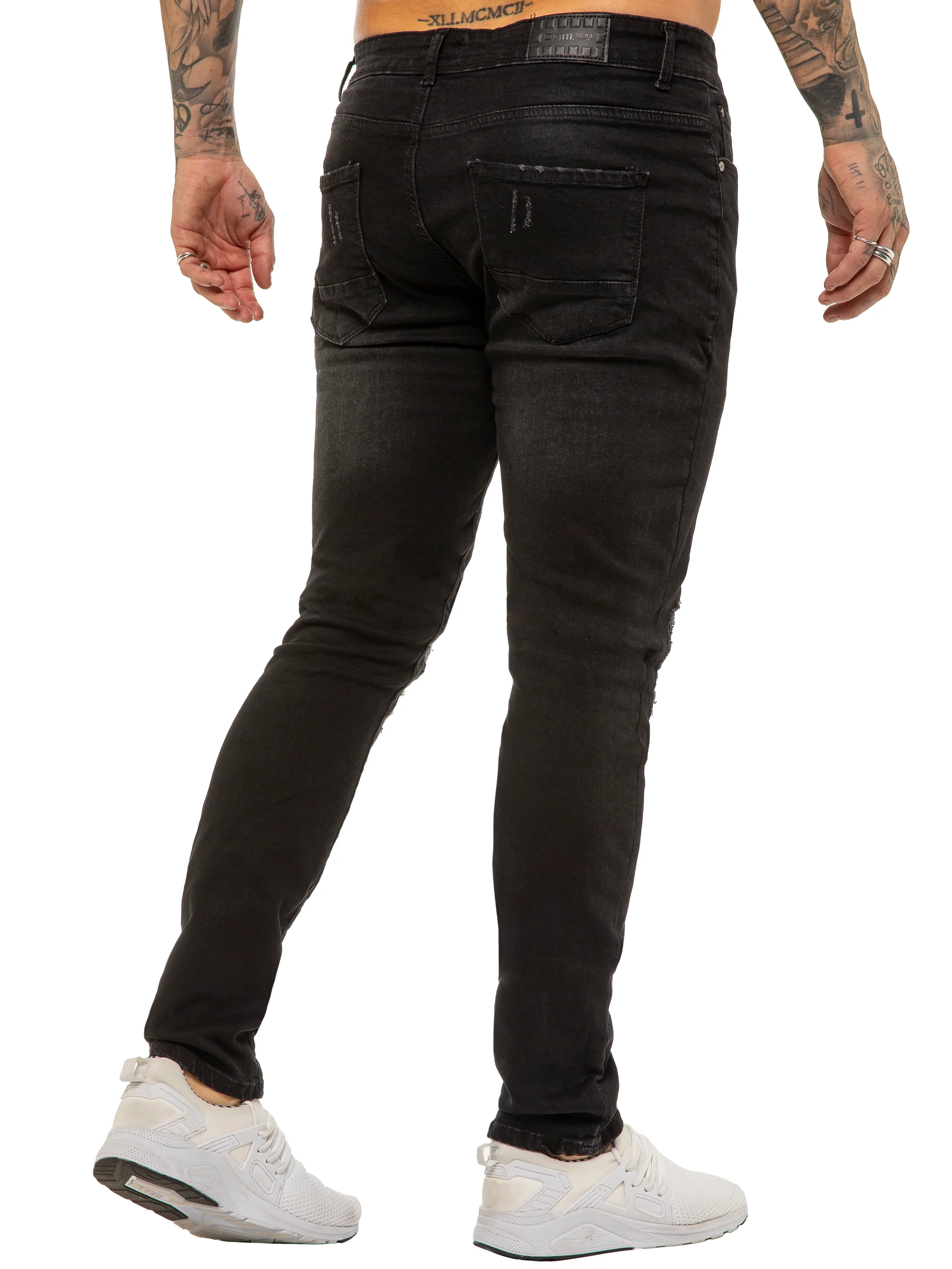 Mens Skinny Ripped Jeans Stretch Denim | Enzo Designer Menswear - Image 10