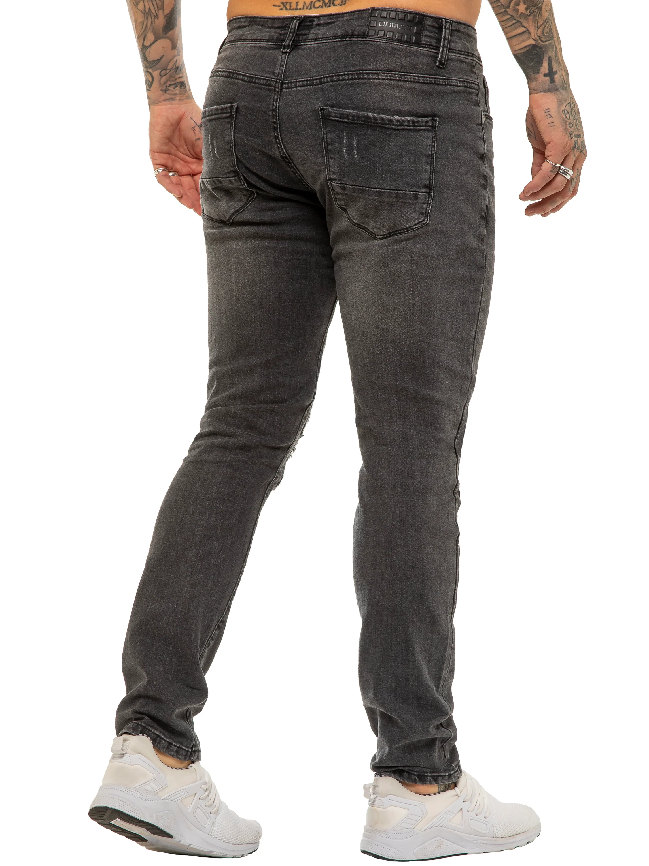 Mens Skinny Ripped Jeans Stretch Denim | Enzo Designer Menswear - Image 4