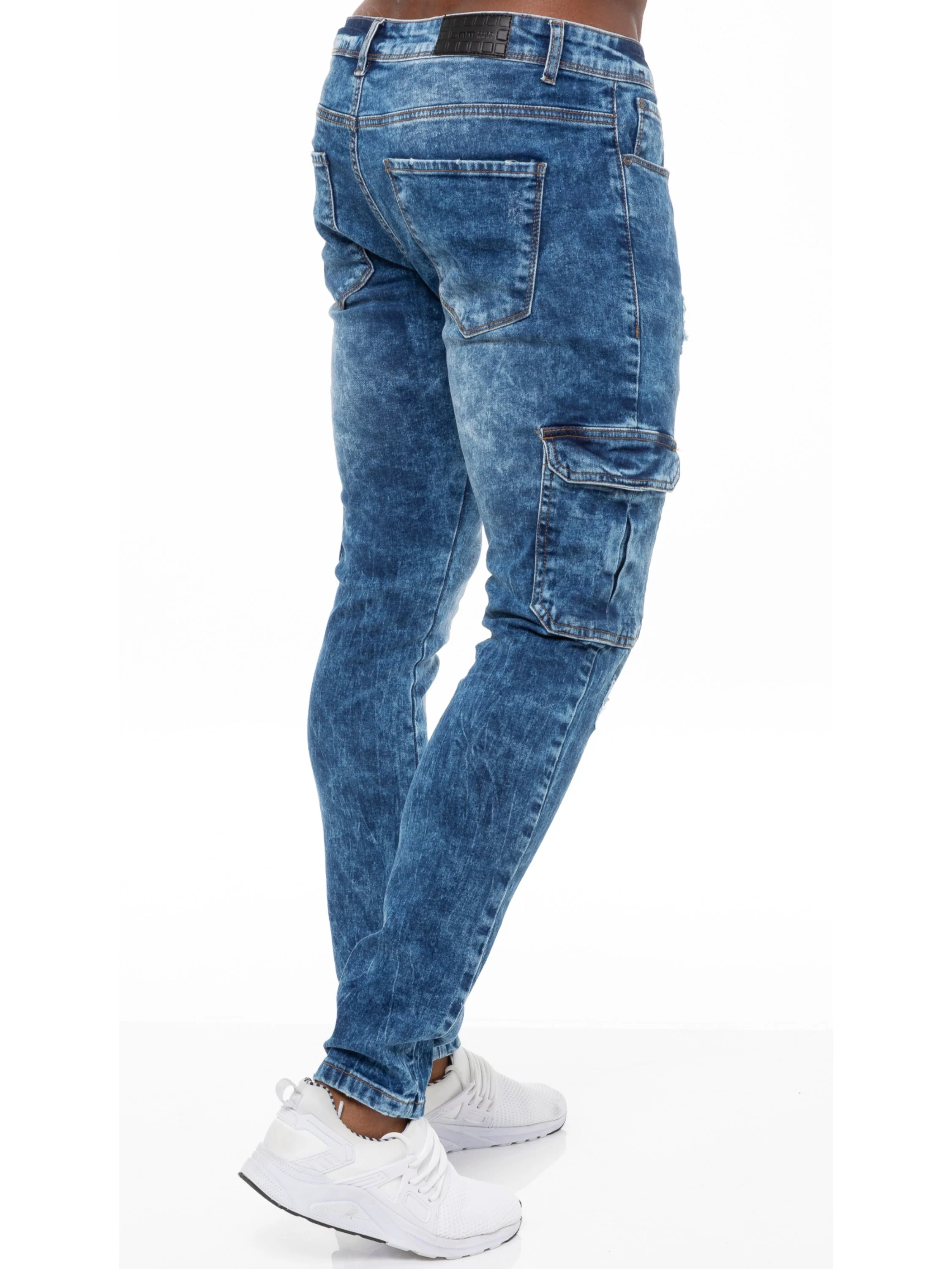 Mens Skinny Stretch Distressed Denim Jeans | Enzo Designer Menswear - Image 3