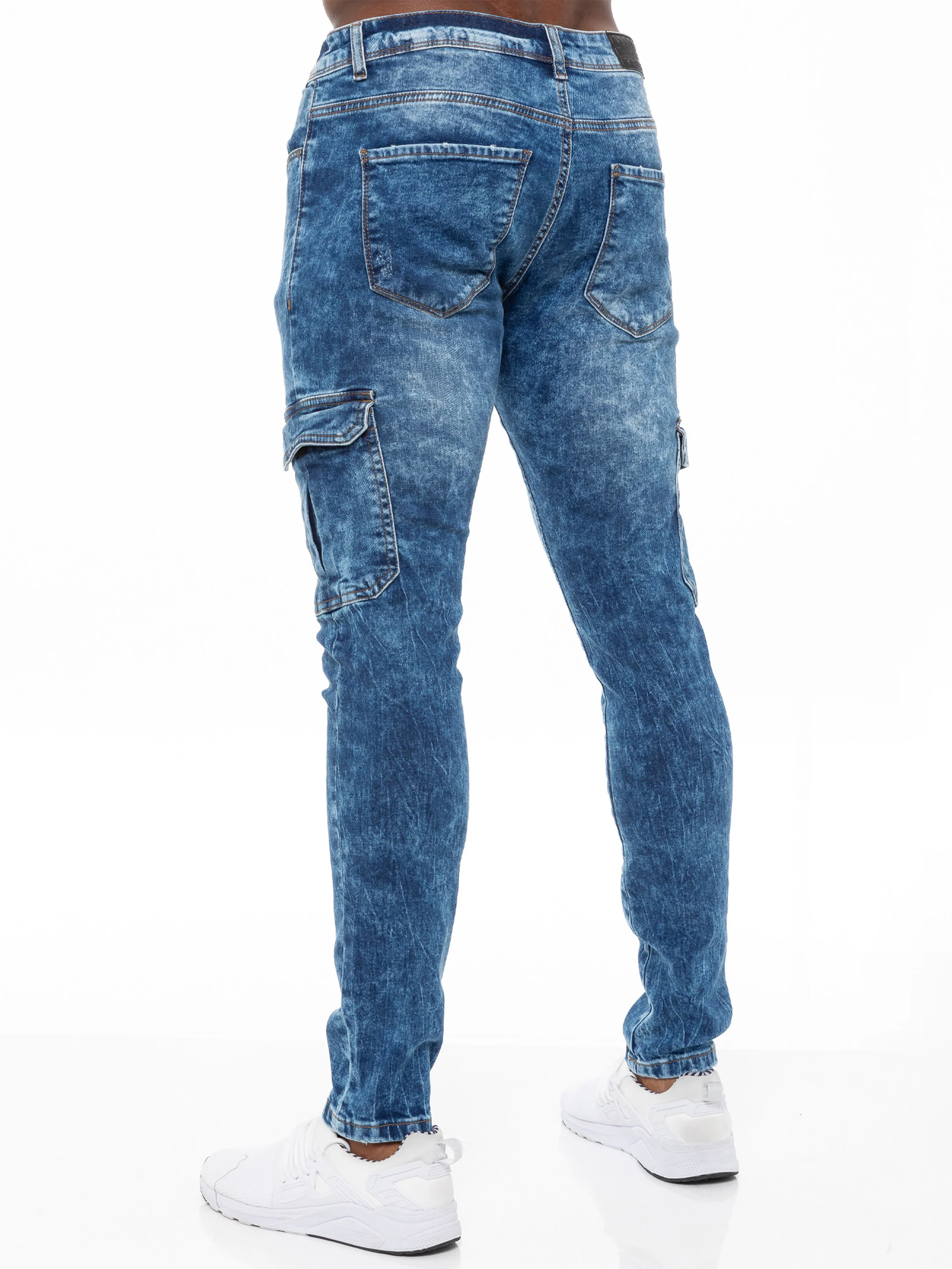 Mens Skinny Stretch Distressed Denim Jeans | Enzo Designer Menswear - Image 4