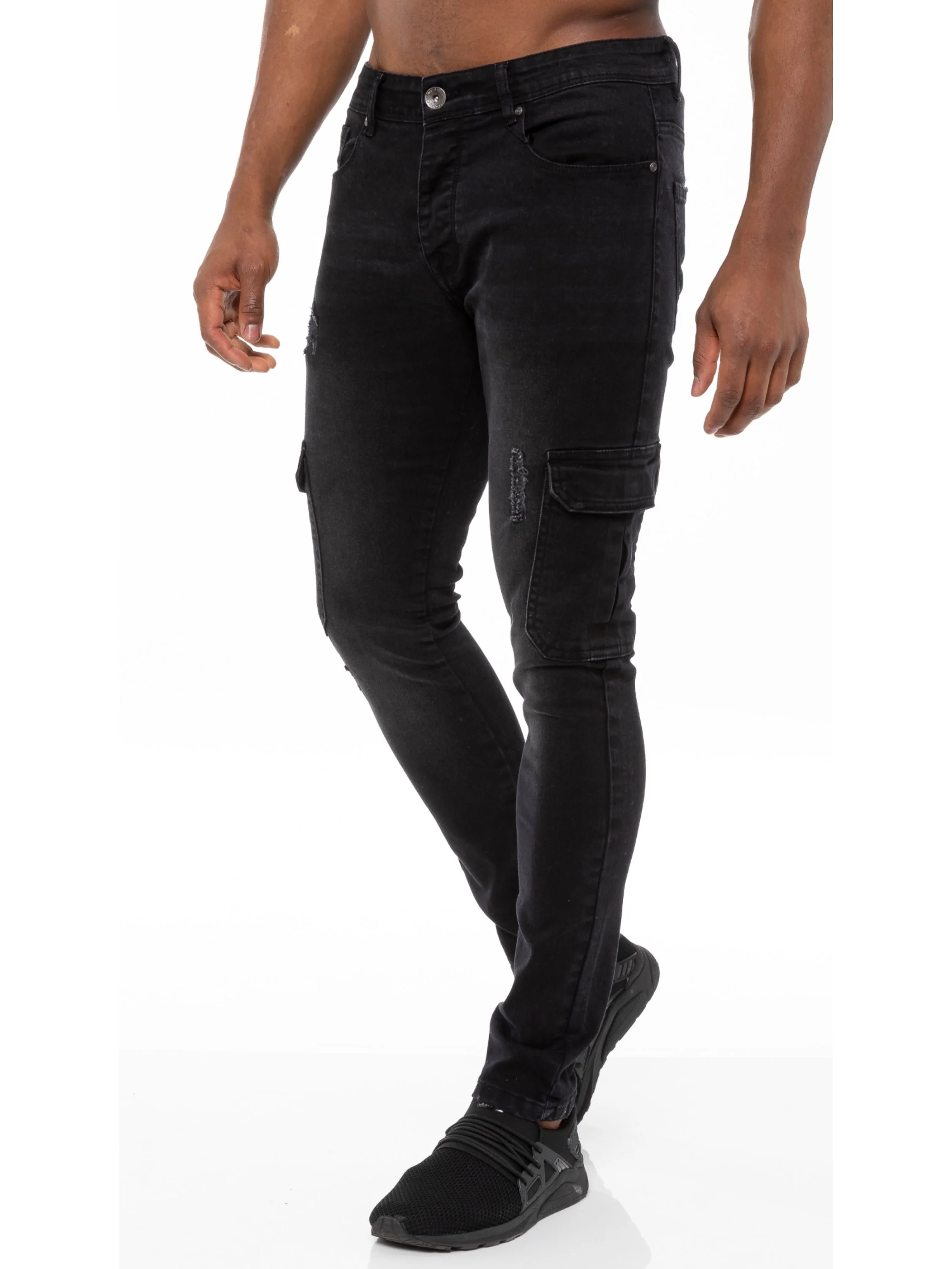 Mens Skinny Stretch Distressed Denim Jeans | Enzo Designer Menswear - Image 8